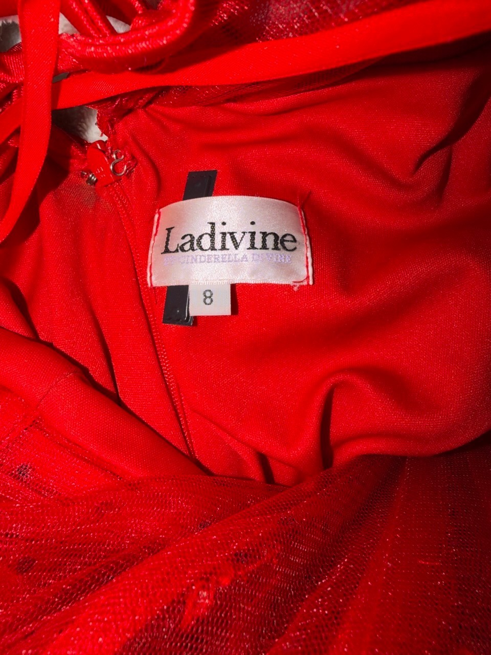 Ladivine by Cinderella Divine CM378 Red Beaded Fit & Flare Dress Slit 8