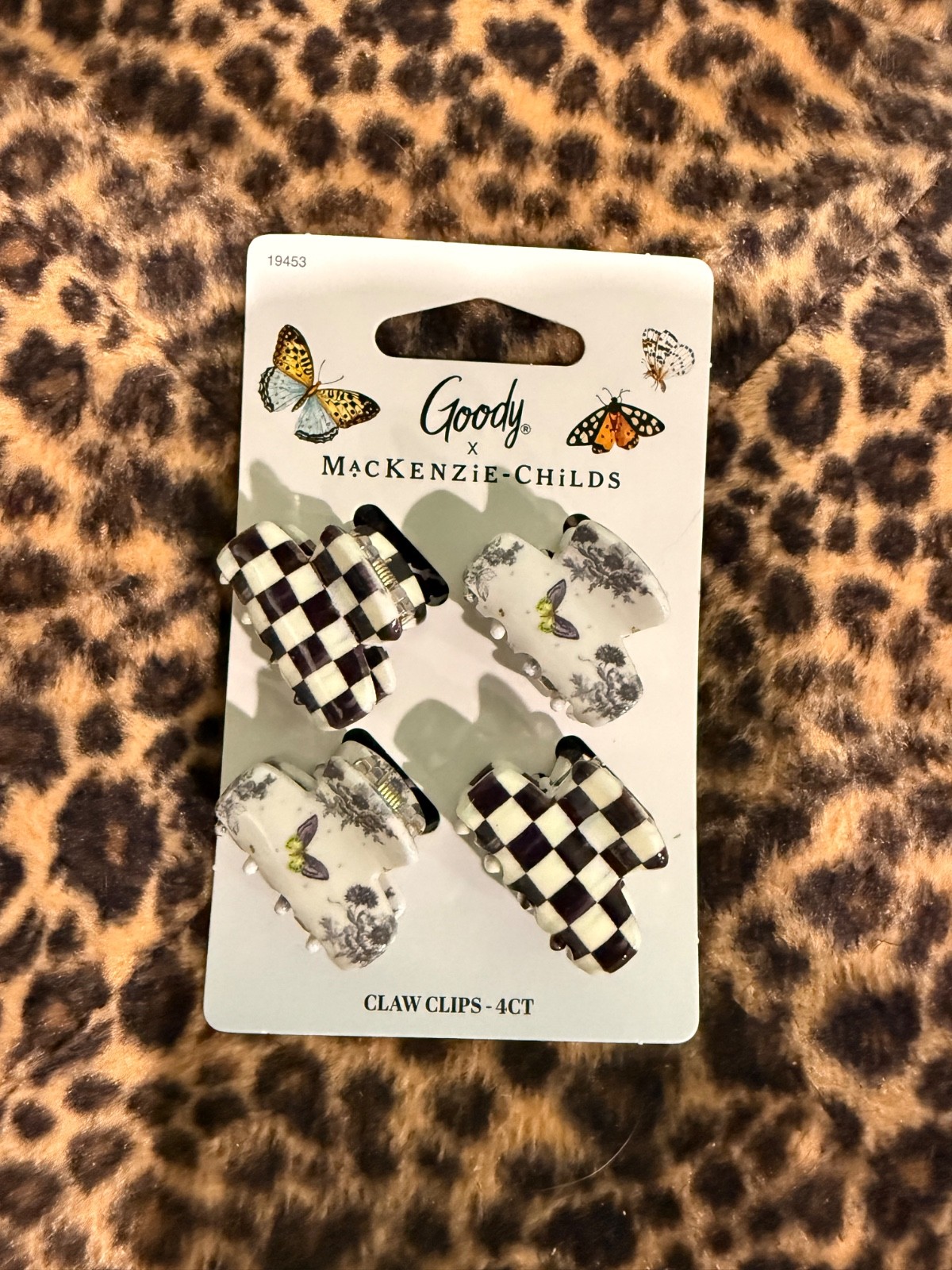 Goody X Mackenzie Childs 4pc Mini Hair Claw Clips Black Check 🖤🩶🌸