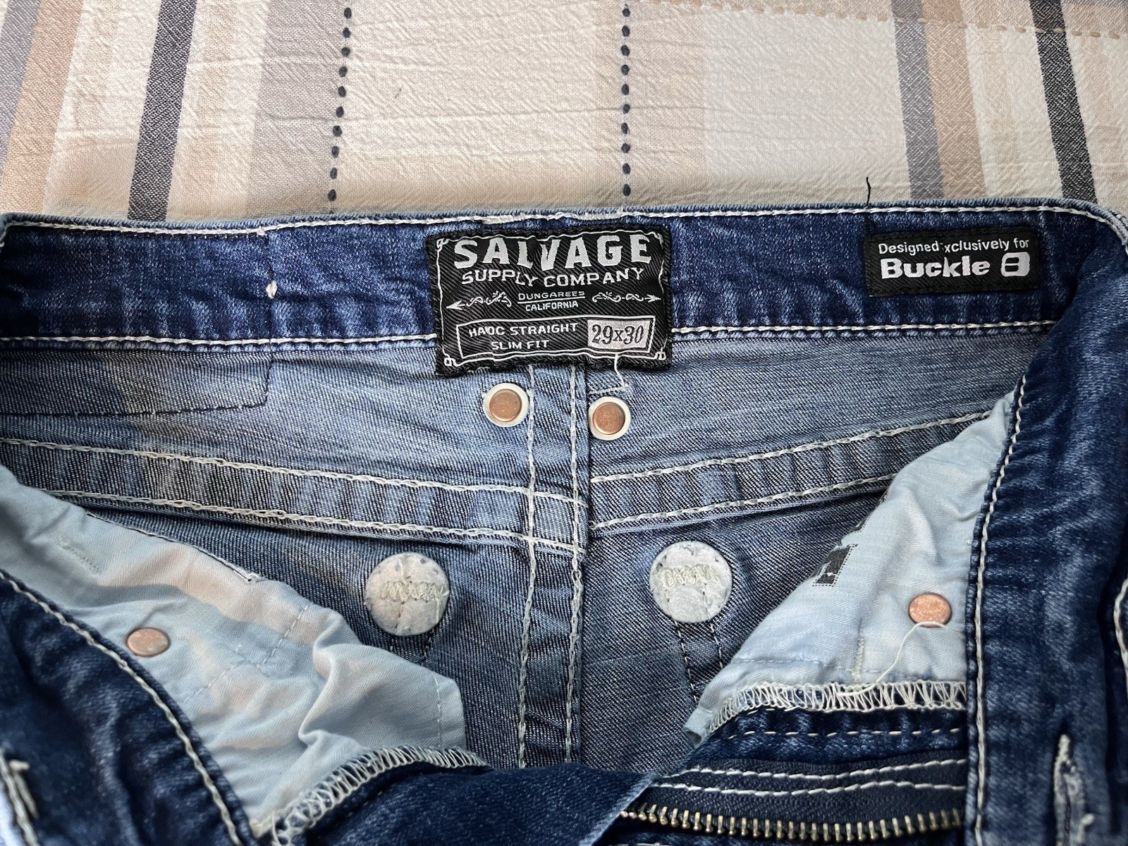 Salvage Supply Buckle Jeans Mens 29×30 Havoc Straight Slim Fit Stretch Denim