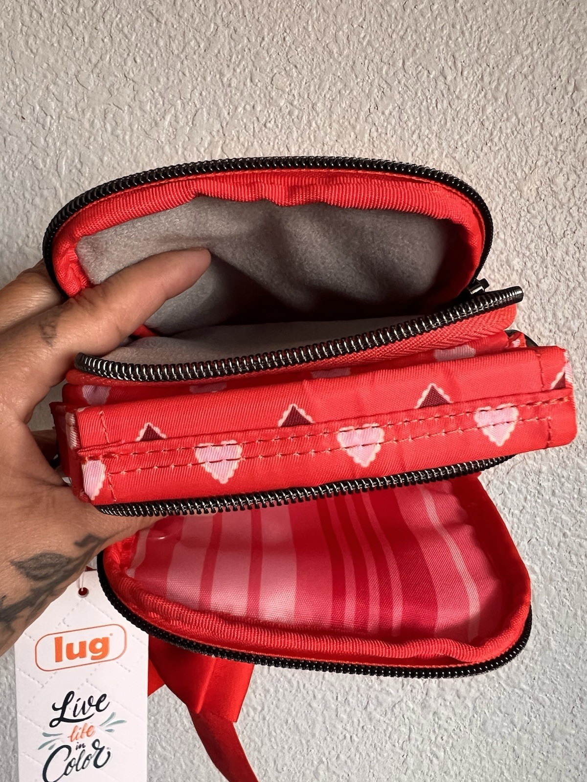 LUG Skeeter Mini Bridge Convertible Crossbody Grab n GO Belt Bag Purse Hearts