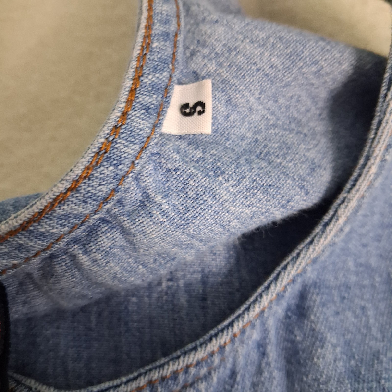 Denim Overall Pinafore Vintage Apron Style Jumper Dress Sleeveless Cottage S