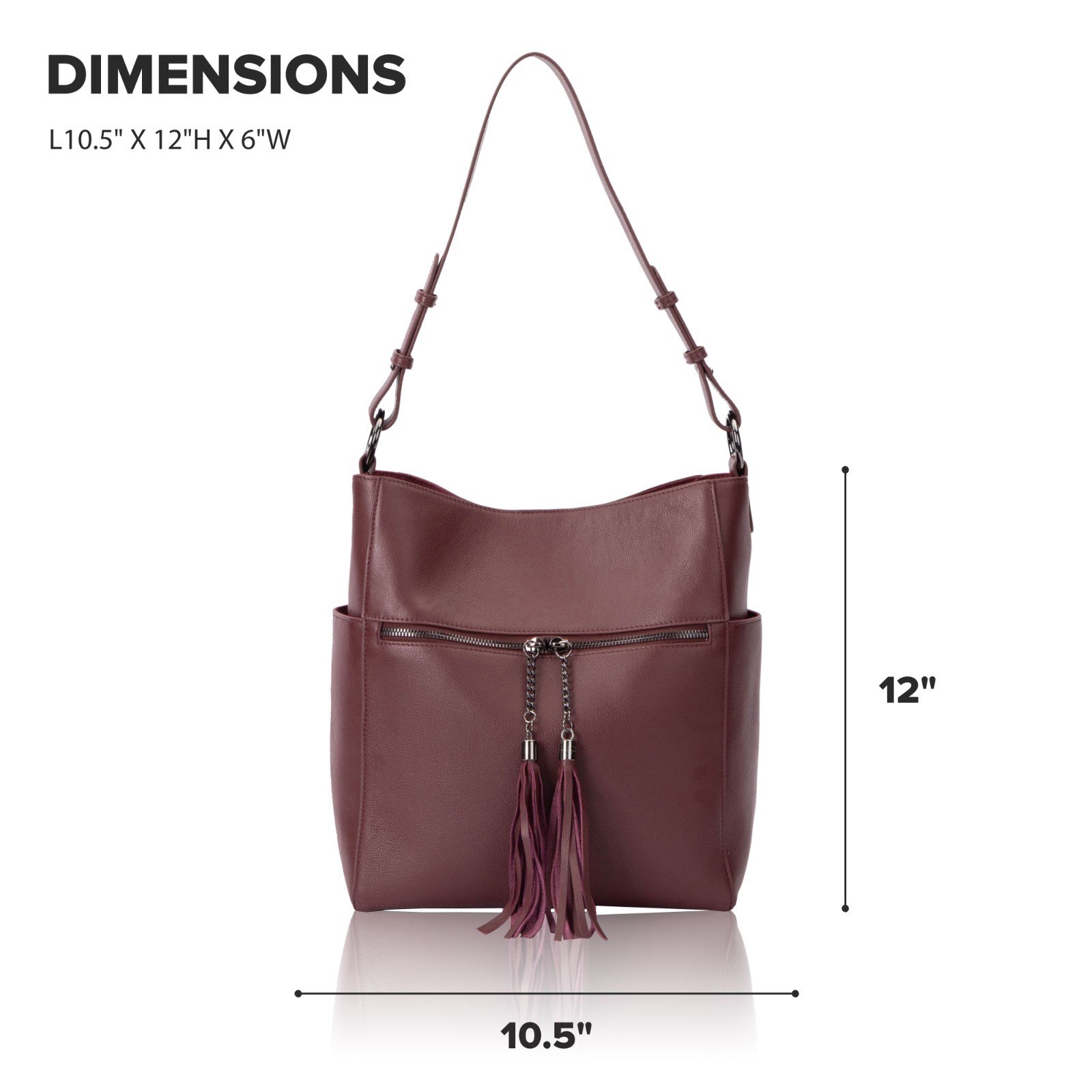 Women’s Leather Tote Bag Large Capacity Shoulder Purse – Wine Red