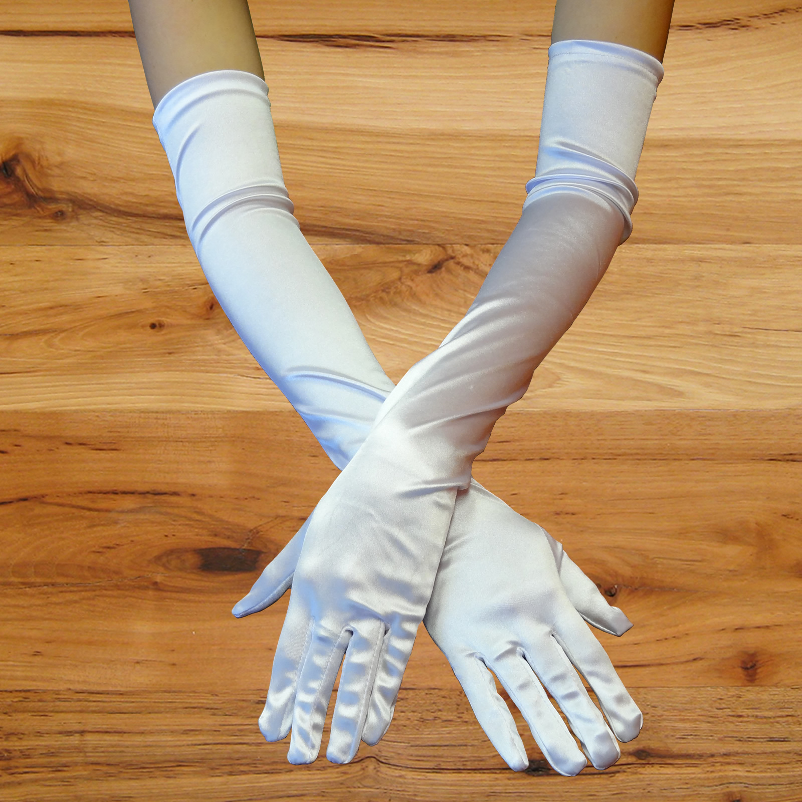 23″ WHITE LONG STRETCH SATIN BRIDAL WEDDING PROM PARTY GLOVES SEXY COSTUME OPERA