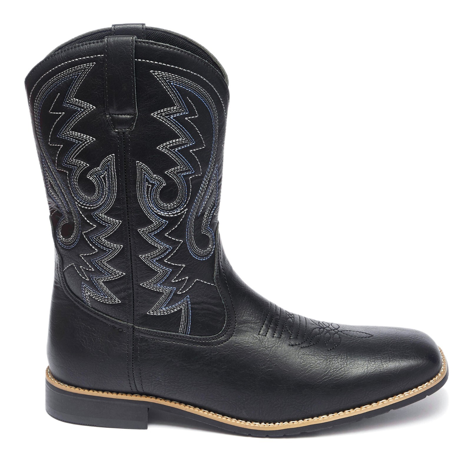 Black Men’s Cowboy Western Embroidered Square Toe Boots