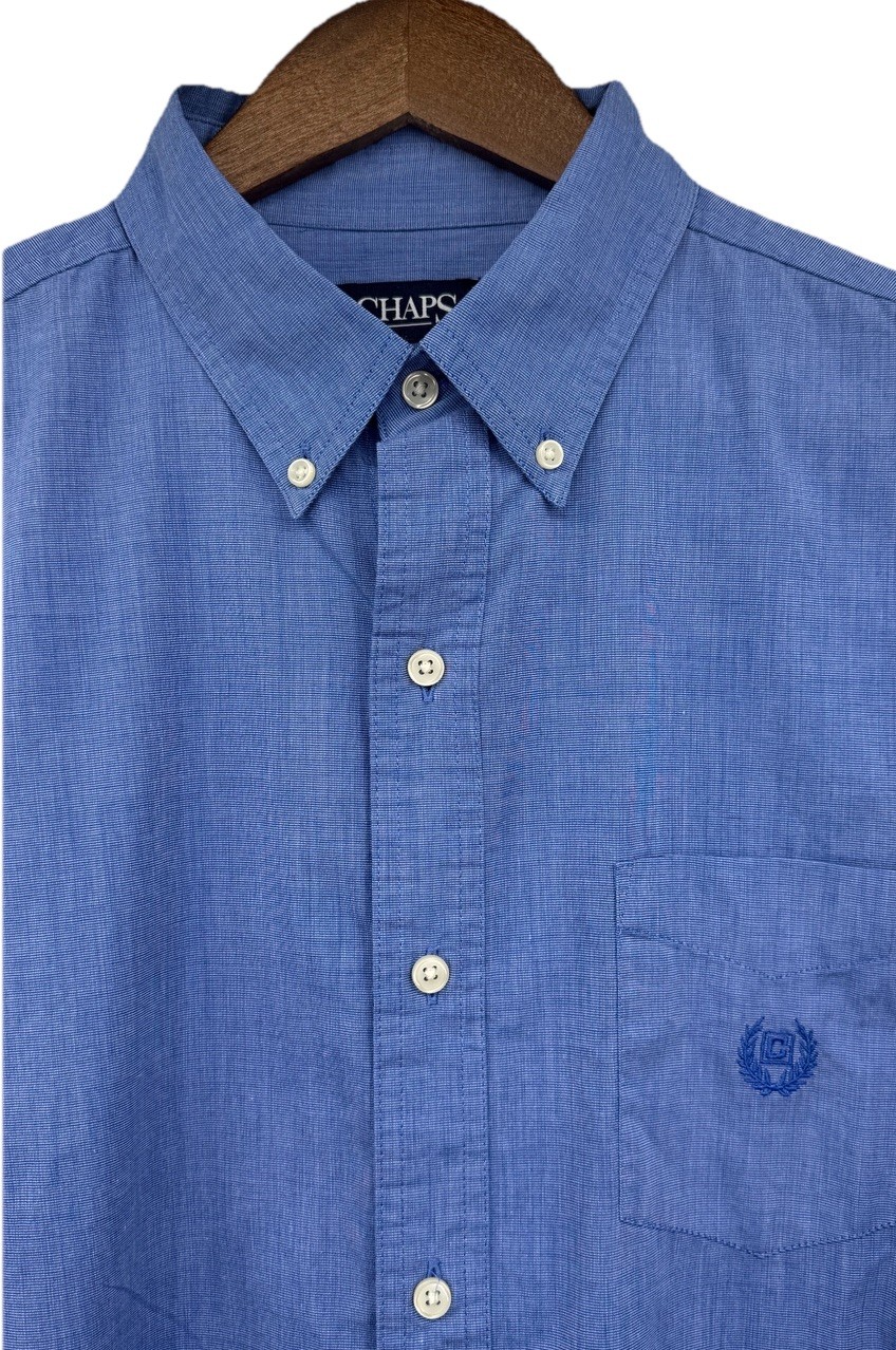 Chaps Mens Medium Blue Button Down Shirt Easy Care Cotton Blend NWT Classic Fit