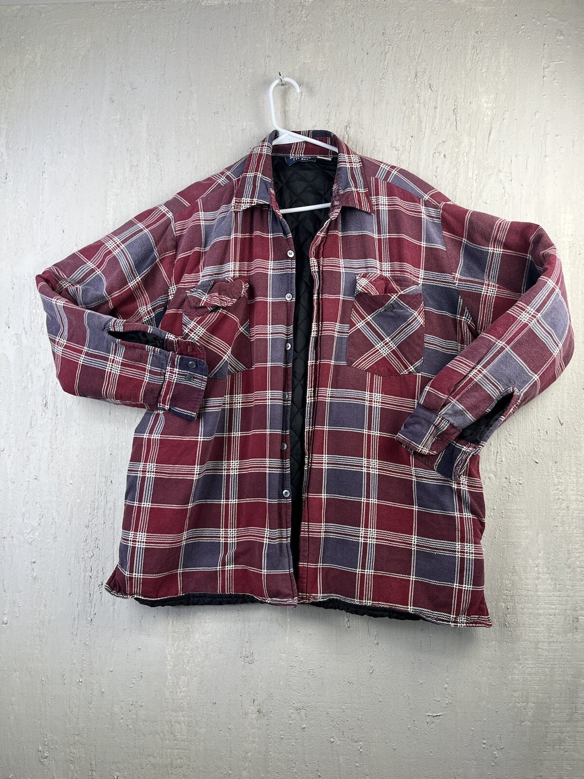 Premier Red Plaid Men’s Size X-Large Button Up Distressed Trucker Jacket