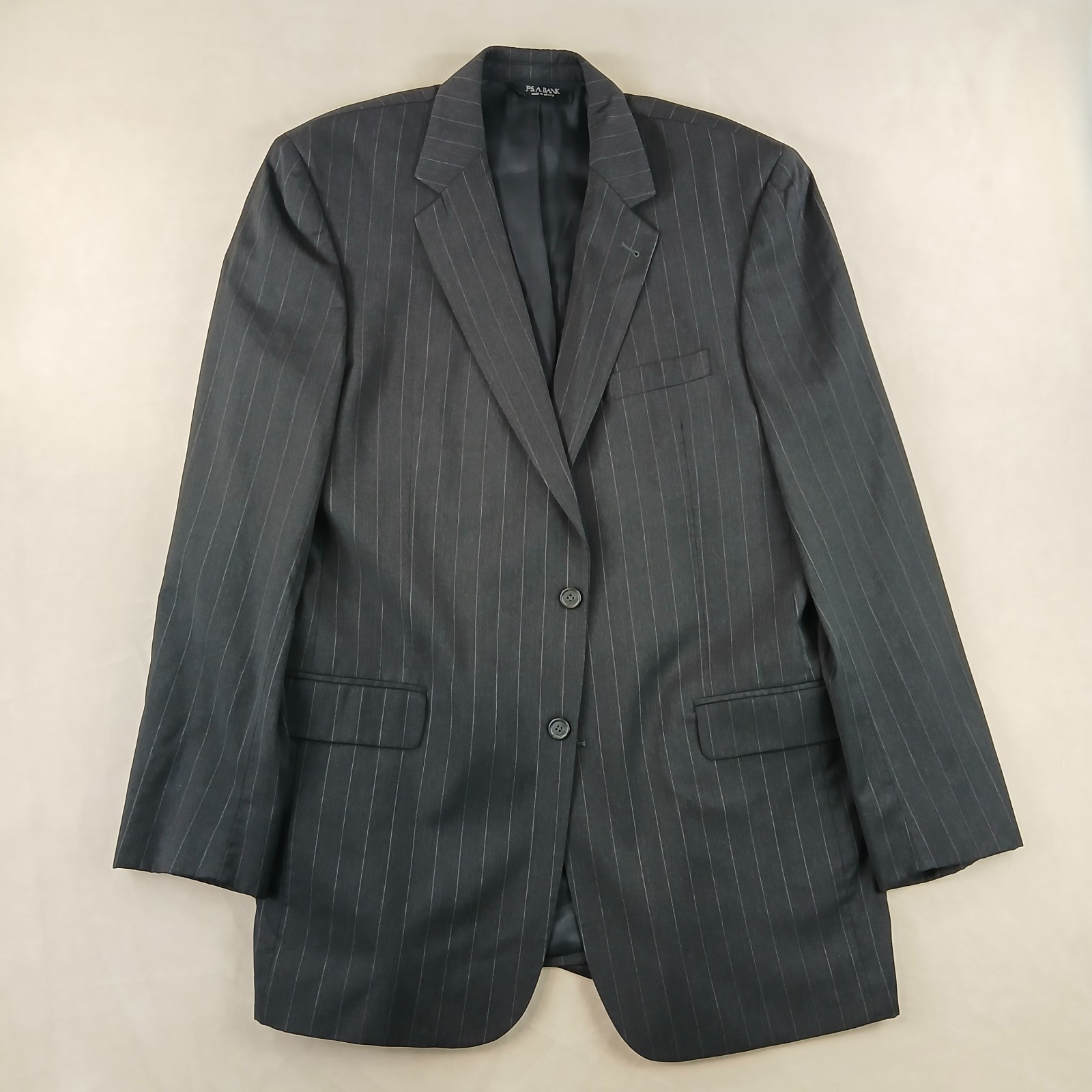 Jos A Bank 44XL Mens Sport Coat Blazer Charcoal Pinstripes 22×35 Tall