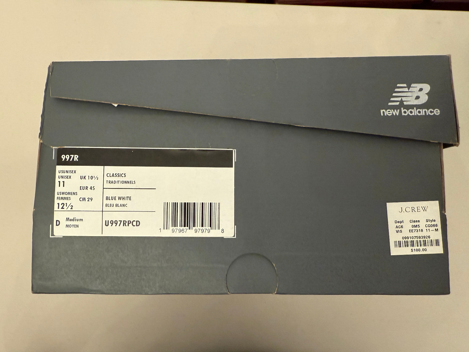 New Balance for J Crew 997R Artic Grey Blue U997RRPCD 11 !!!! 9060 998 2002R