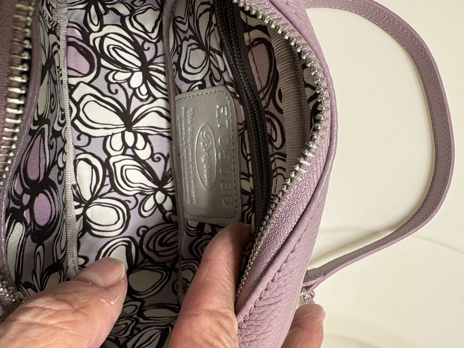 NWOT Brighton ROSIE Mini Camera Bag Handbag Wisteria Purple Pebbled Leather $135