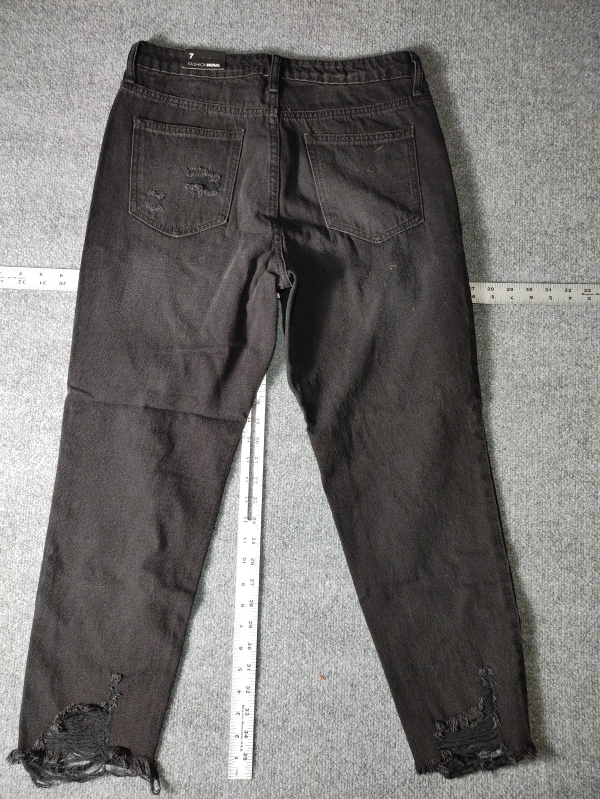 Fashion Nova Skinny Jeans Black Womens Size 7 Stretch Comfort Distressed Crop