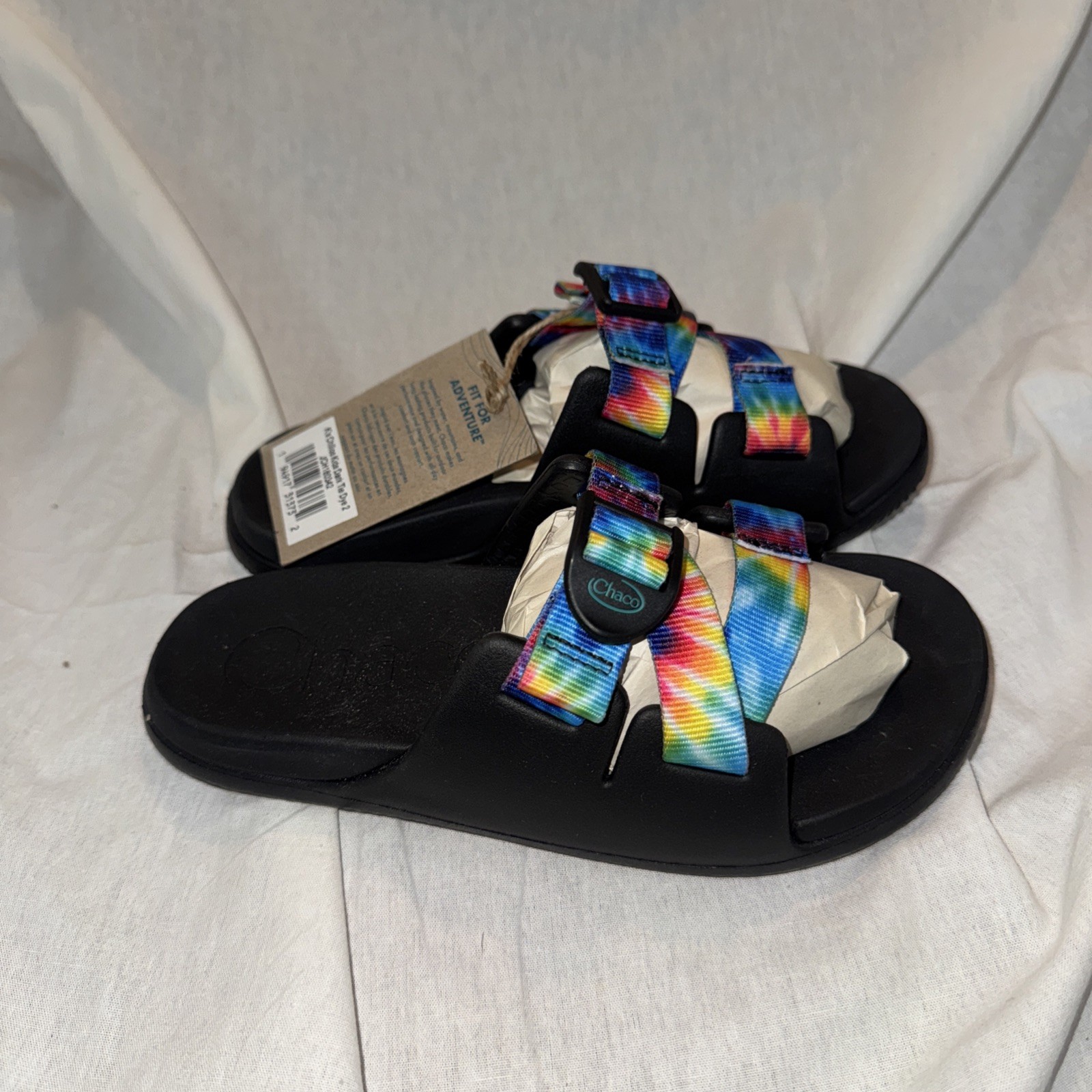 Chaco Chillos Kids Dark Tie Dye Slides Sandals JCH180342 Size 2 NWT