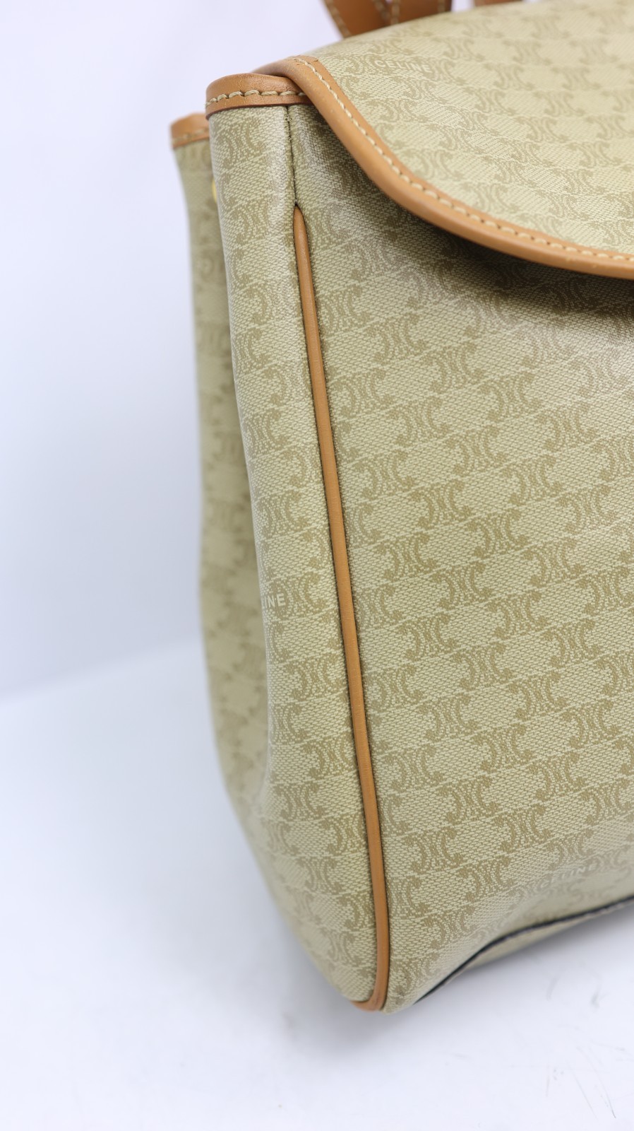 Rare Auth CELINE Vintage Beige Macadam Canvas Backpack – Monogram Rucksack Purse