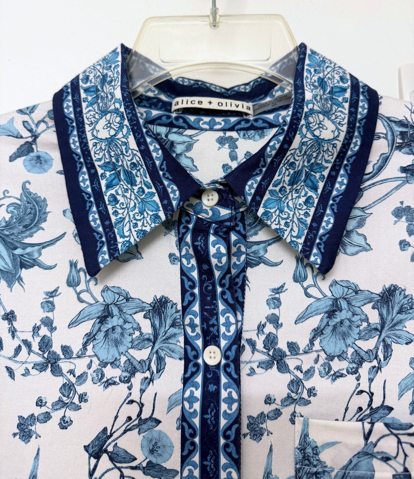 Alice + Olivia Tanika Je L’adore Spring Sky Maxi Shirt Dress Blue Floral Belt S