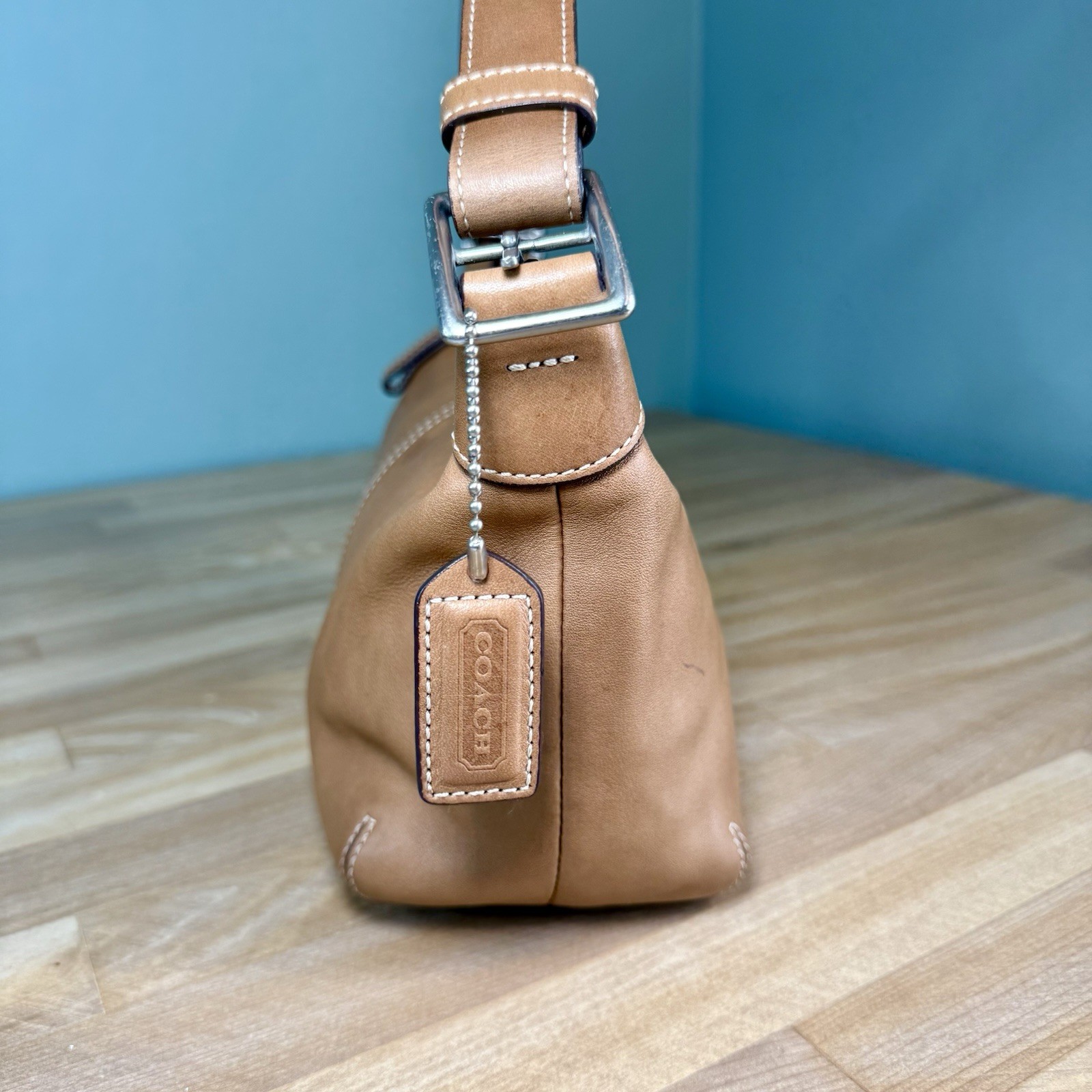 COACH 9564 British Tan Leather Legacy Demi Hobo Shoulder Bag Convertible Strap