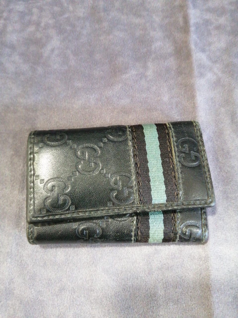 GUCCI 6-Key Case Shima Sherry Line Leather Canvas Used