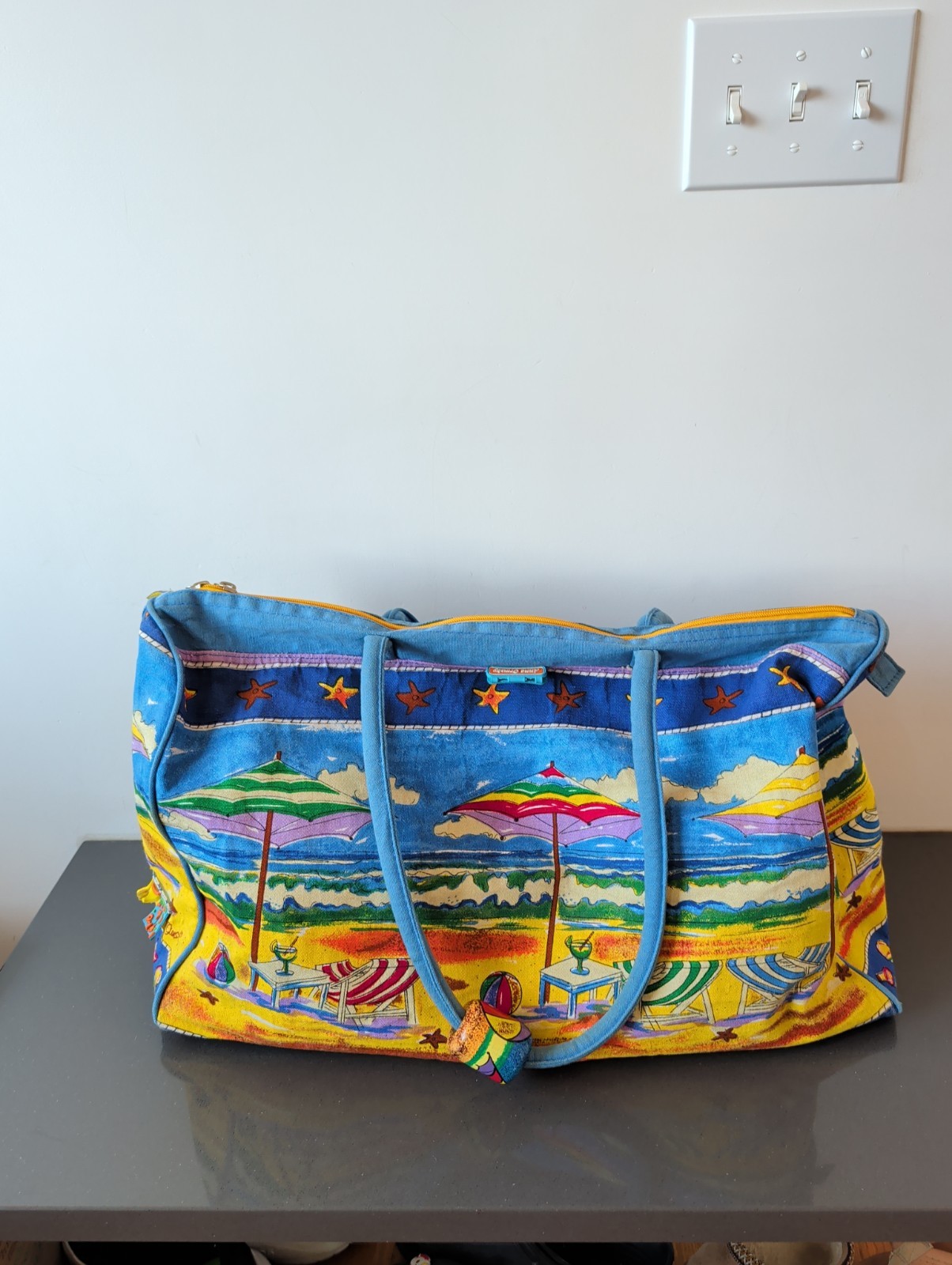 Anne Ormsby Sun n Sand LG 20″x13″ Double Zip Beach Bag Tote Beach Umbrellas