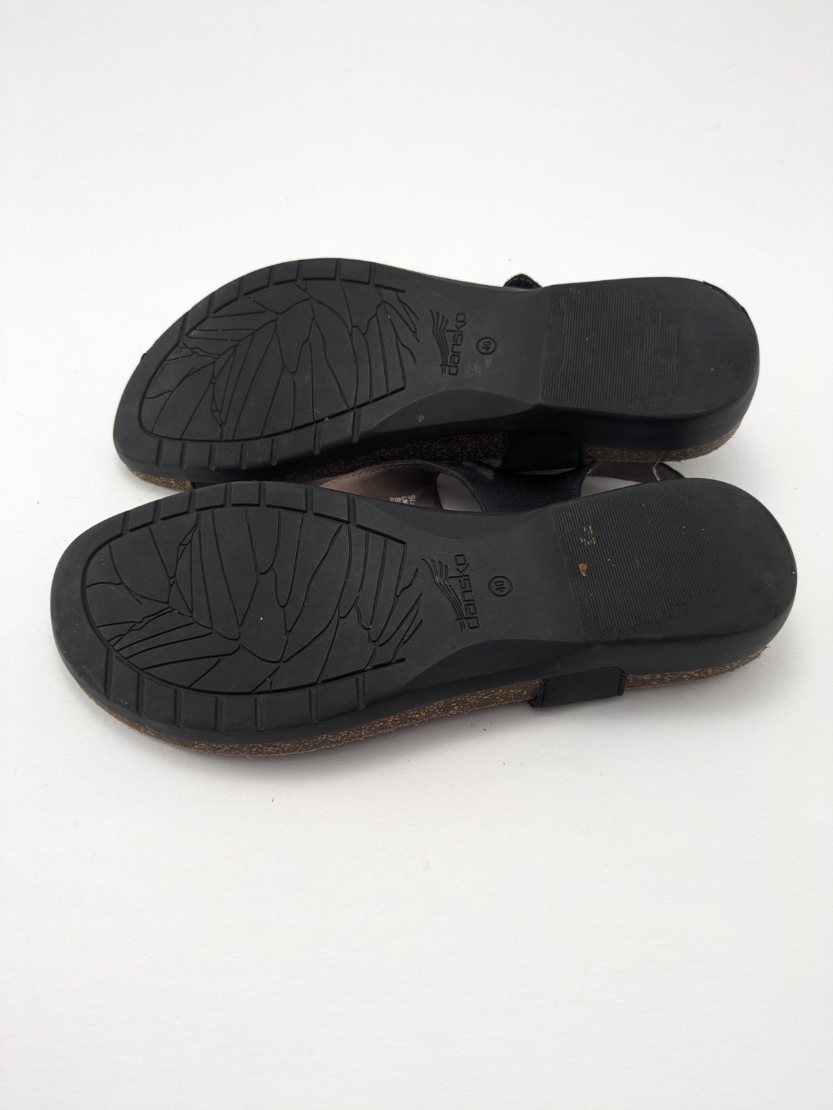 Womens Dansko Reece Waxy Black Burnished Leather Sandals 6024470200 Size 9-9.5