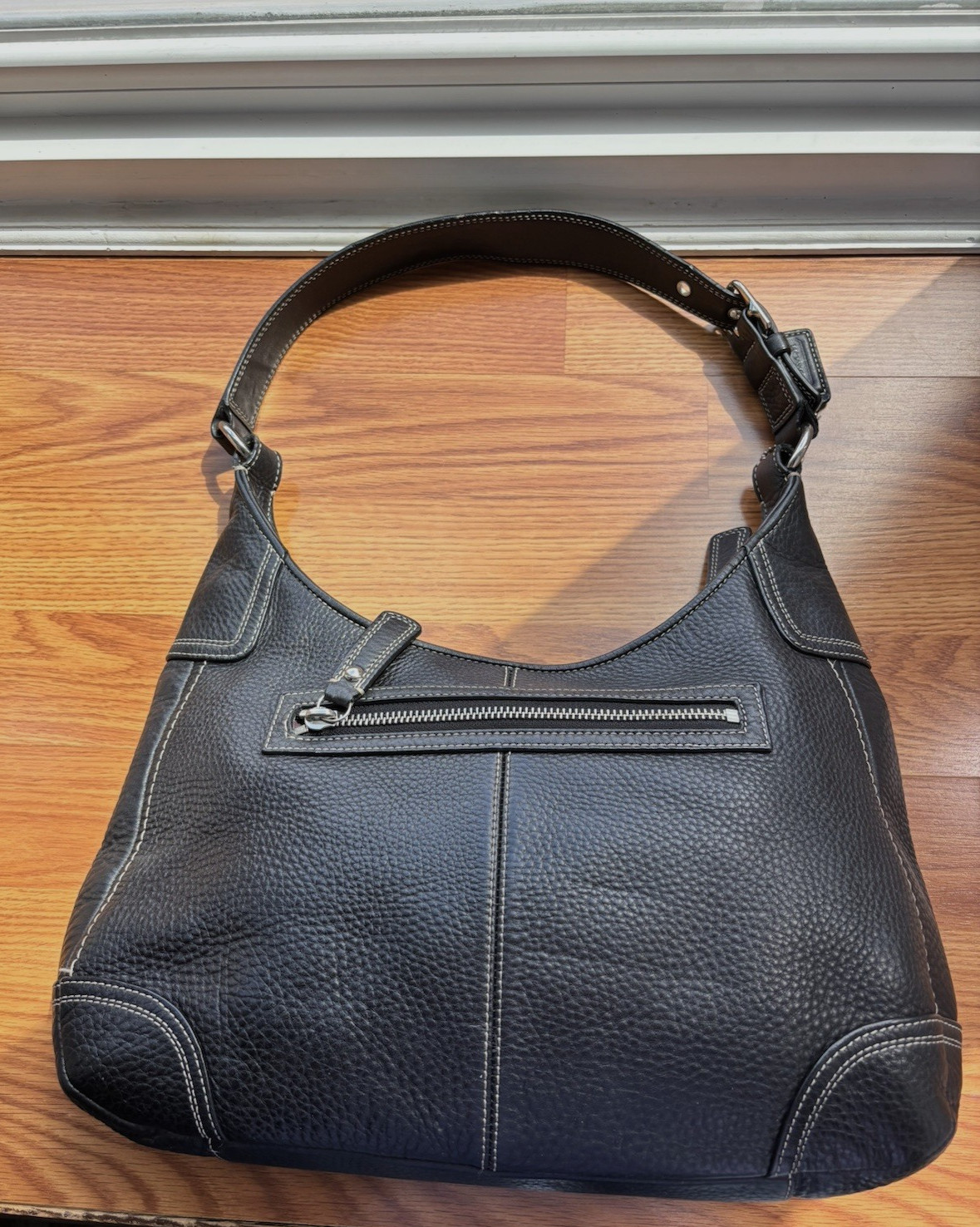 Coach Black Womens Pebbled Shoulder Bag Turn Lock F13956-See Description