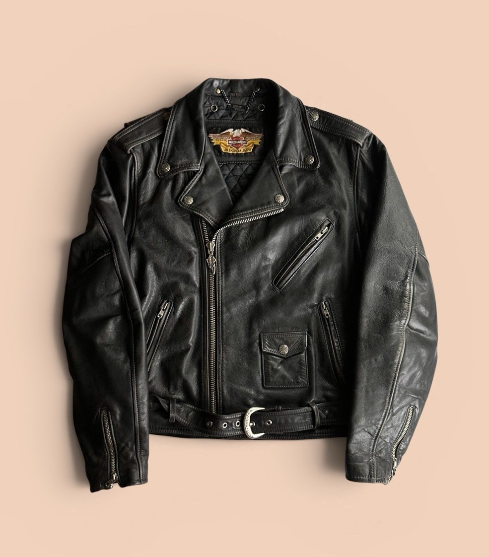 Vintage Harley-Davidson Black Eagle Leather Tassel Jacket Men’s Size 44 (Custom)