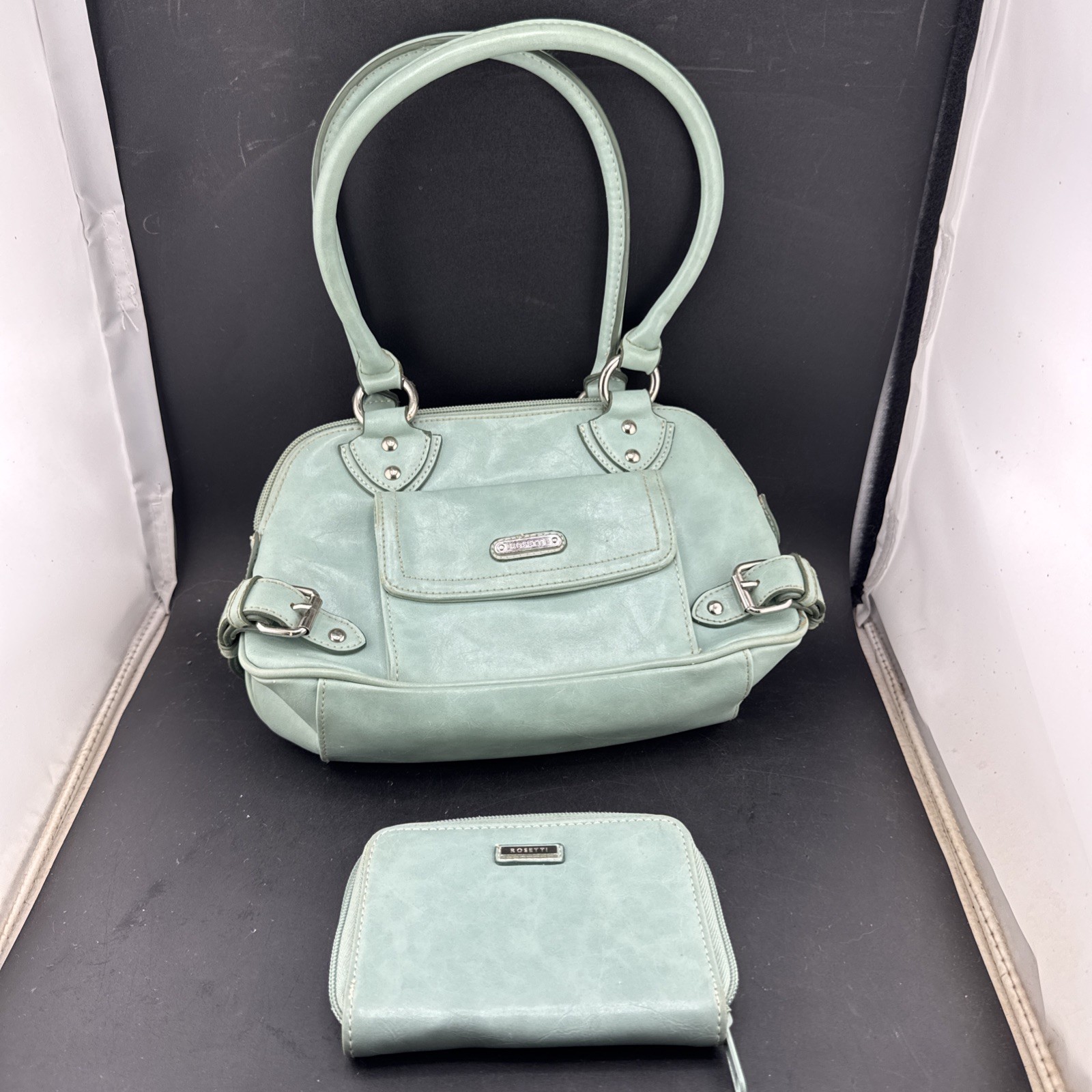 Rosetti Vegan Leather Shoulder Bag – 3”x7”x10” With Wallet