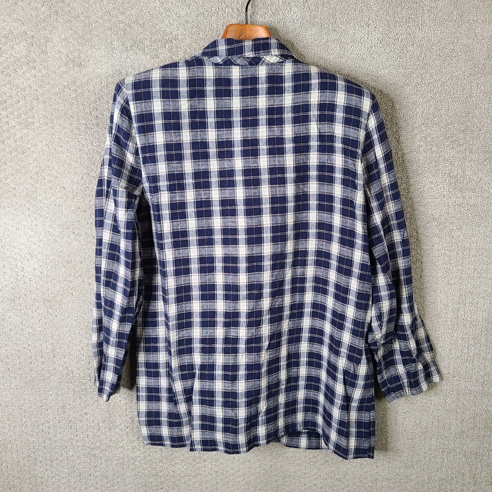 Vintage Requirements Jacket Womens 10 Blue White Plaid Linen Blend Blazer USA