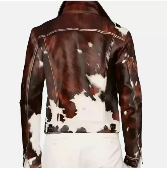 Men Western Cowhide Leather Jacket Genuine Hair-On Pony Skin Stylish Truck
