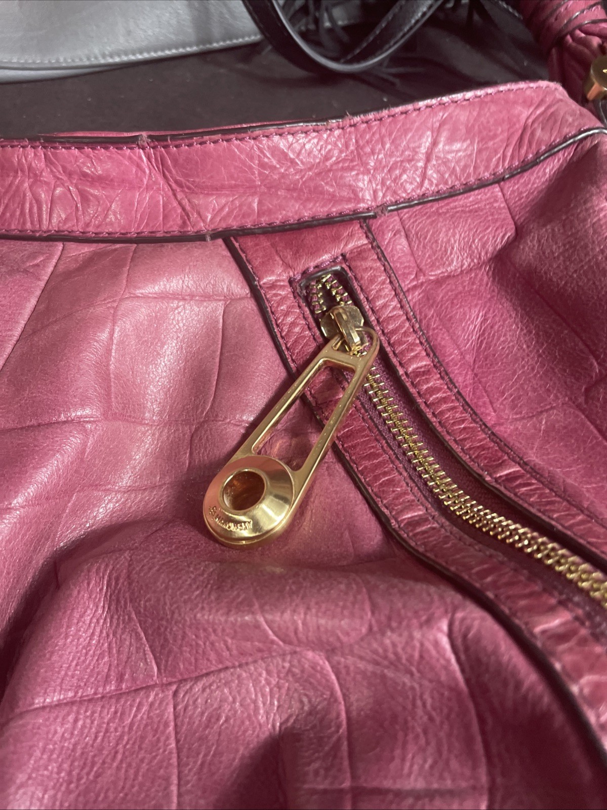 B. Makowsky Leather Shoulder Bag Hobo Purple With Gold Tone Hardware