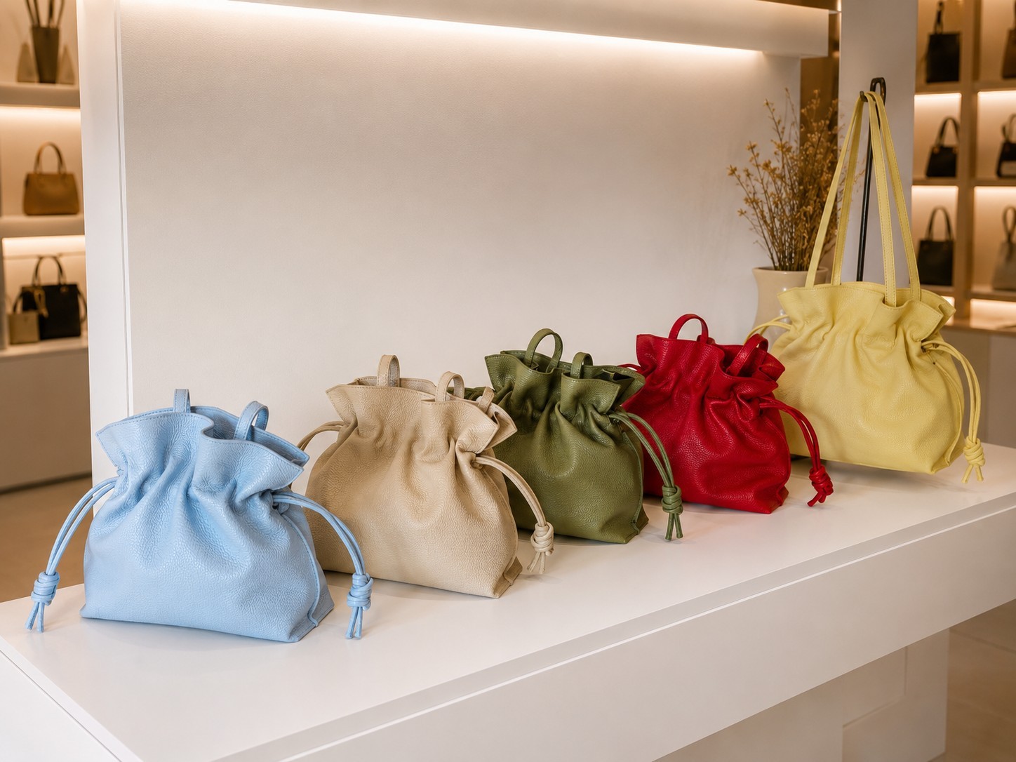 Red Italian Leather Bucket Bag, Soft Pebbled Leather Crossbody Bag