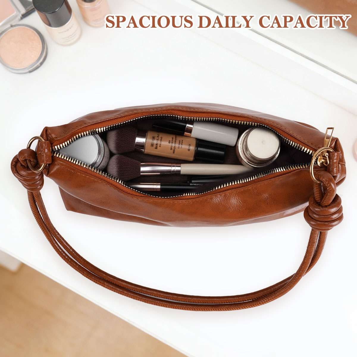 Women Soft PU Leather Tote Bag Commute Handbag Shoulder Messenger Satchel Bag