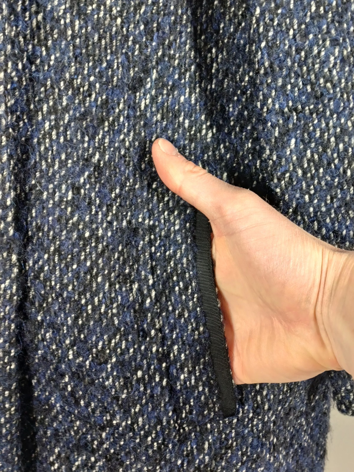 Jaeger Overcoat Womens Medium Navy Blue Virgin Wool Alpaca Blend Double Breasted