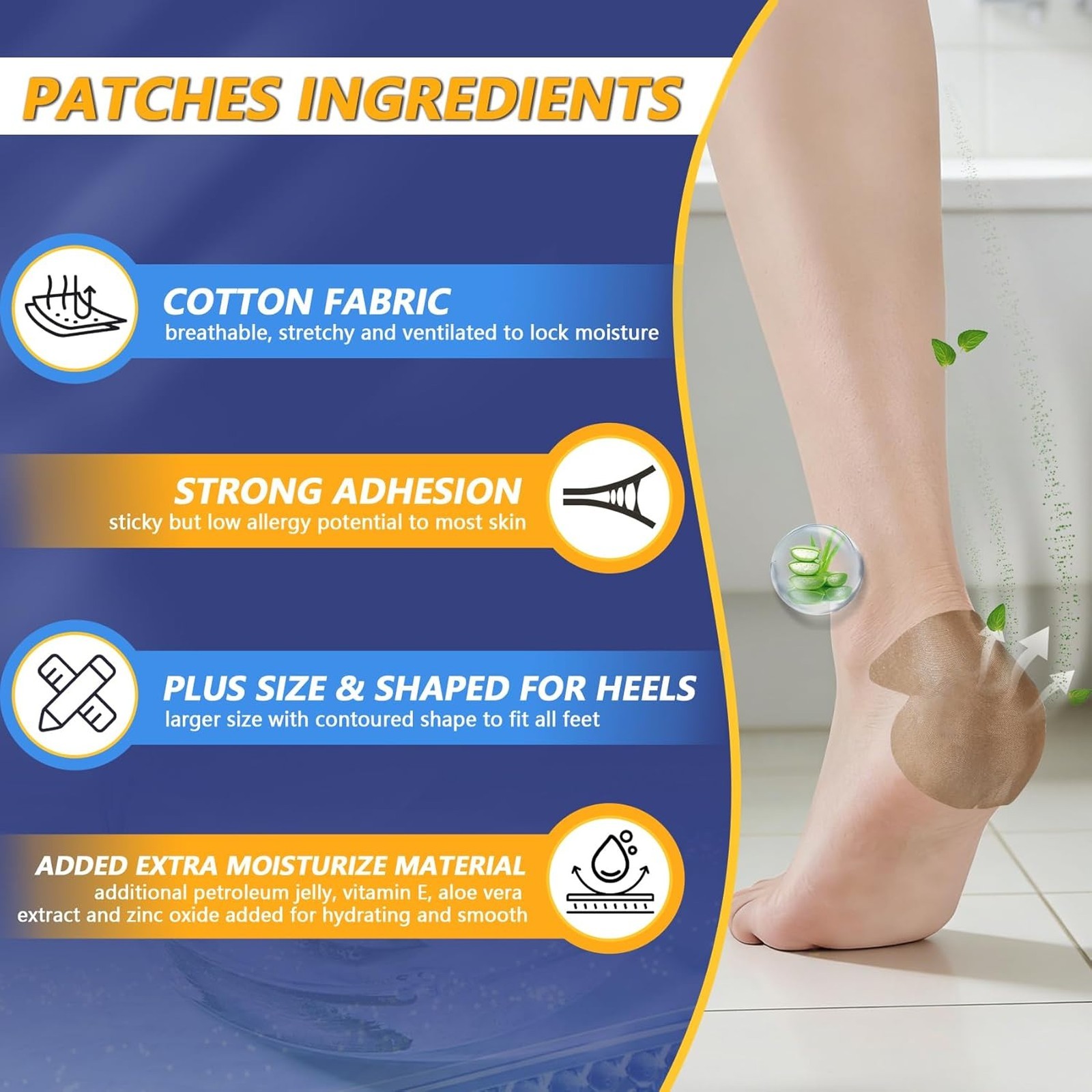 Plus Size Adhesive Heel Bandages 4.7 Inch Cracked Heel Patches Dry Heel Repair