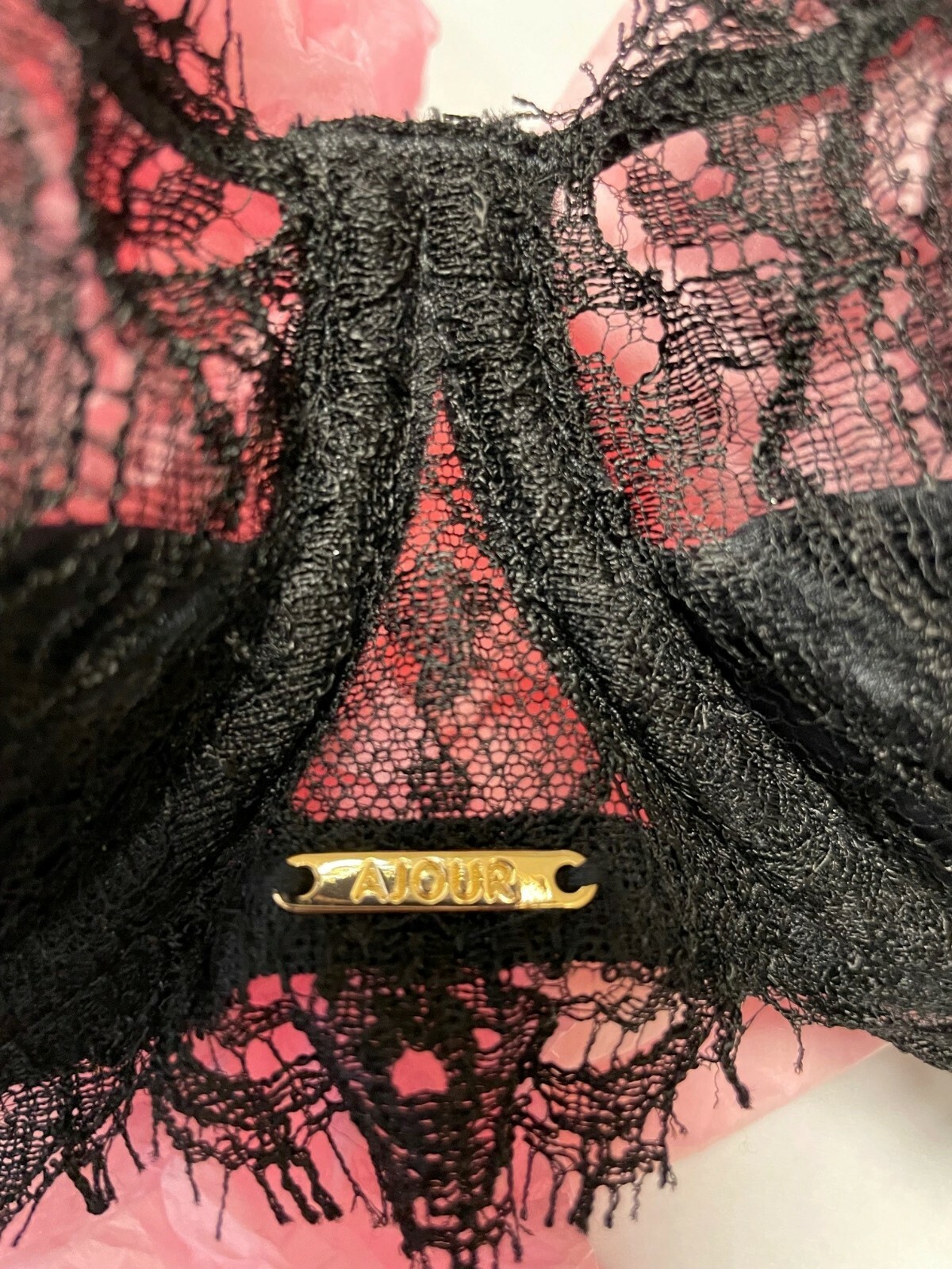 Ajour Lingerie Montsoreau Sheer Lace Balconette Bra 32D New Black panty 8