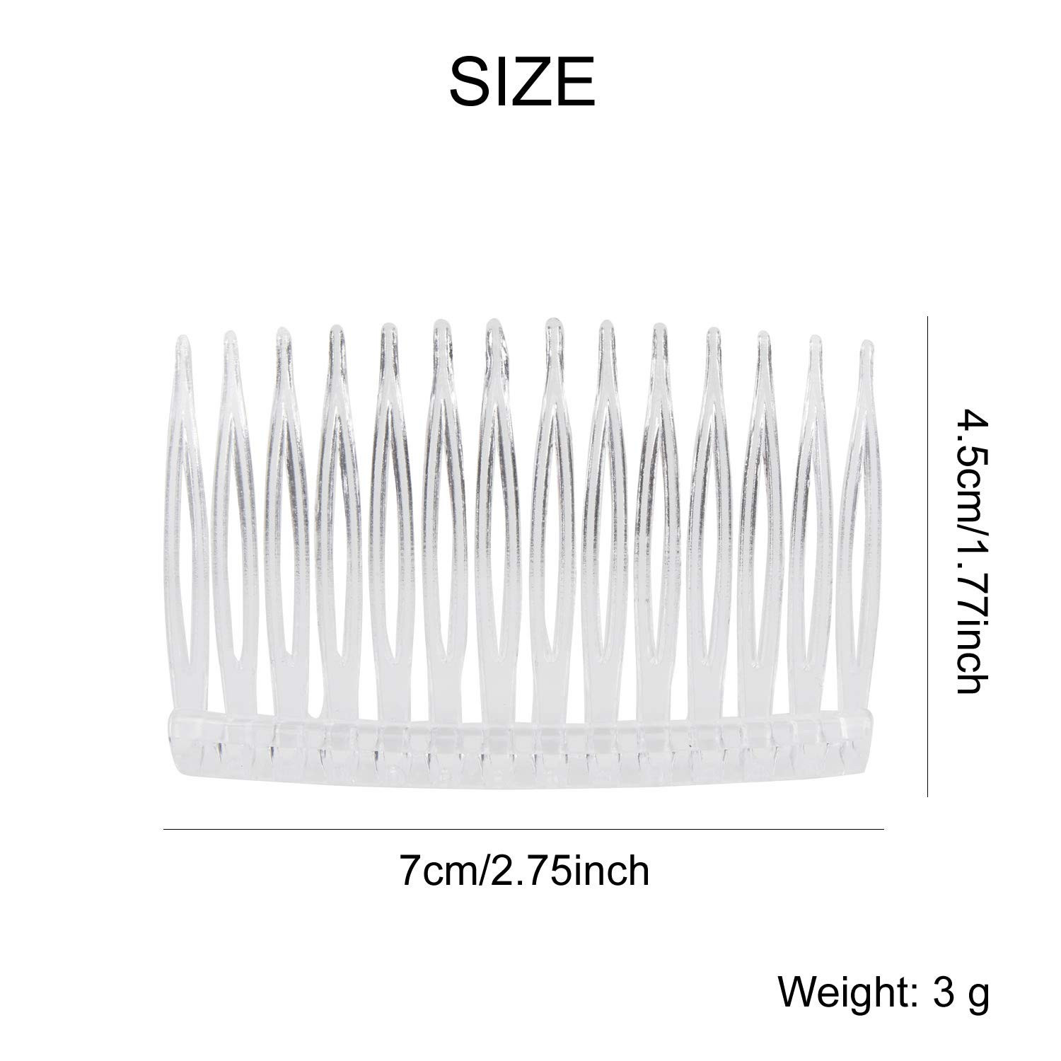 20 Pack Clear Small Plastic Hair Side Comb with Long Teeth Thin Fine Gray Hair P