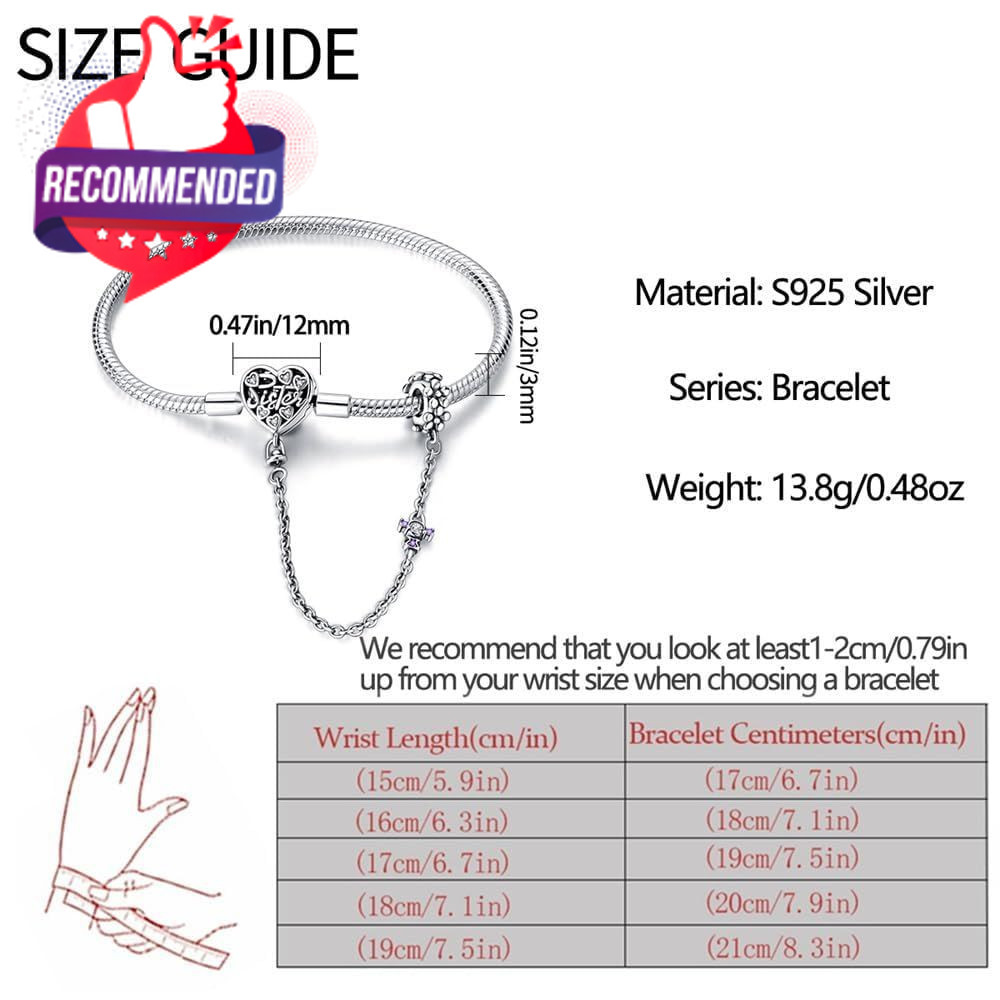 925 Sterling 7.9In 20 Cm For Wristsize 7.1In Heart-Shaped Bracelet