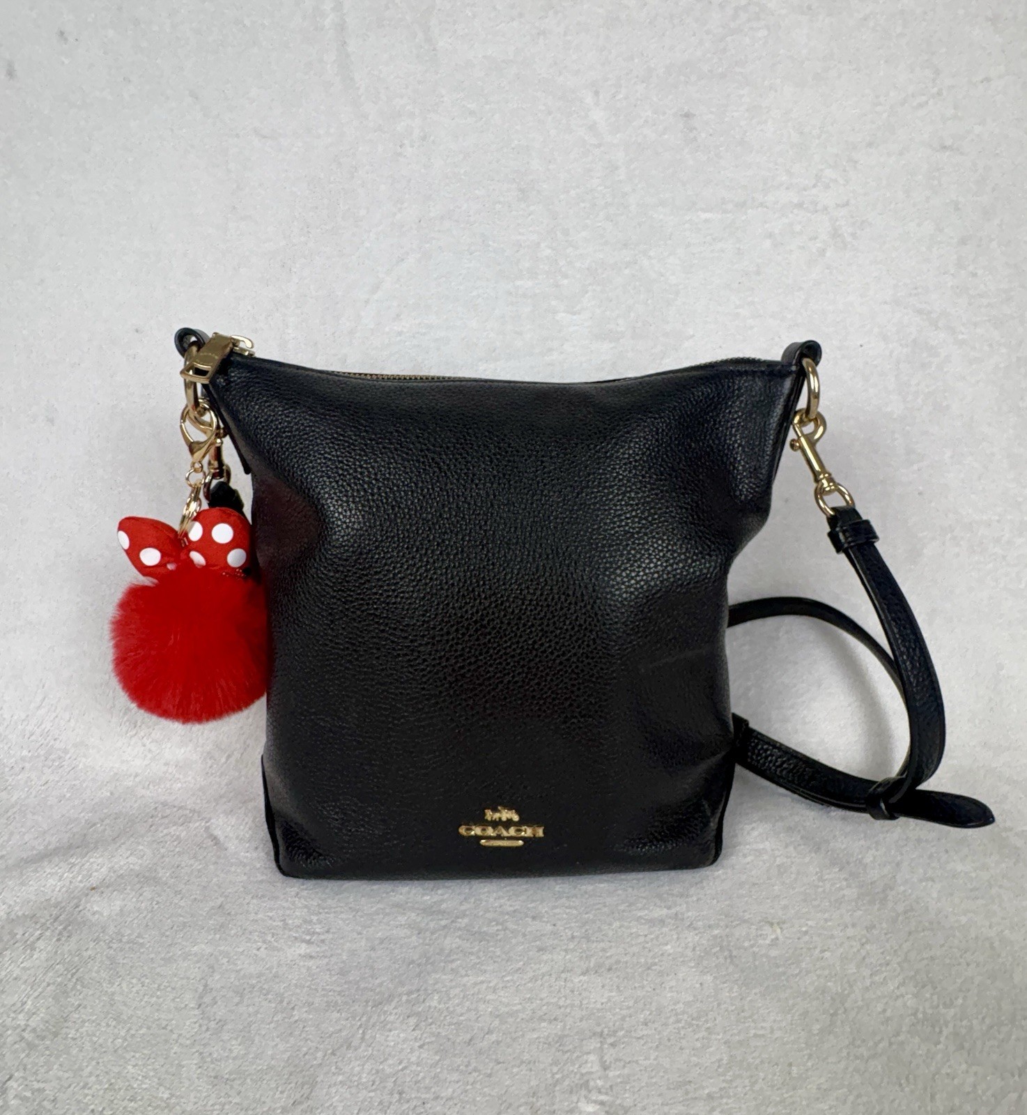 Coach Abby Duffle In Black Refined Pebble Leather With Charm