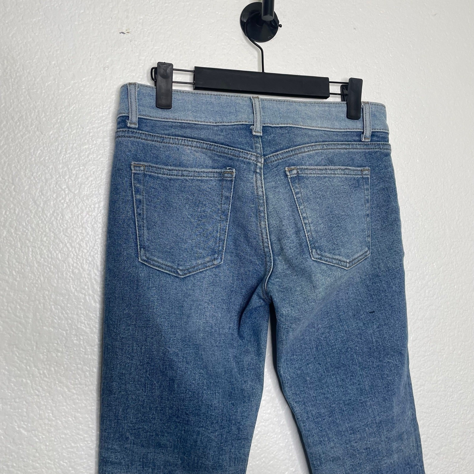 DL1961 Mara Straight Ankle Jeans Two Tone Colorblock Raw Hem Blue Size 26