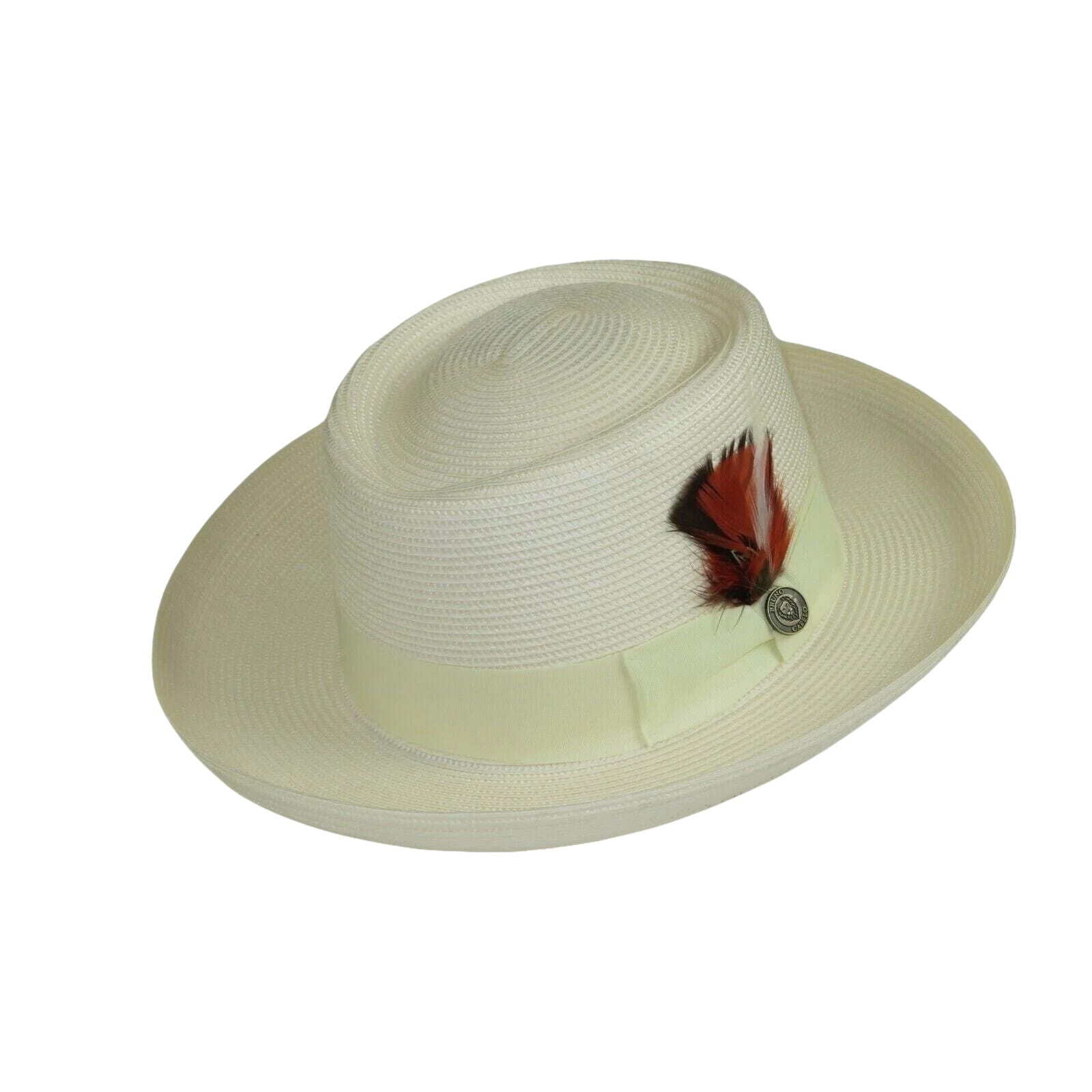 Men Bruno Capelo Braid Straw Style Spring Hat Wide Brim GAMBLER GAMS205 Ivory
