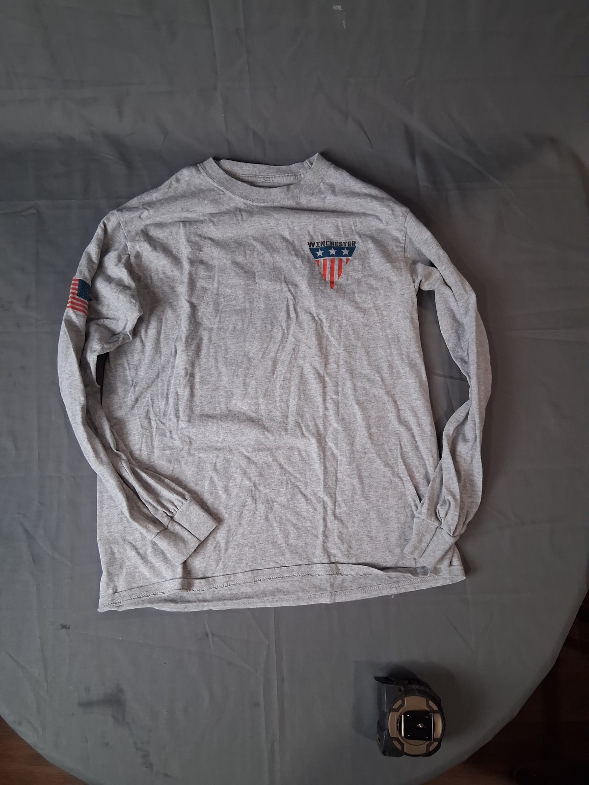 Winchester The American Legend Long Sleeve T-Shirt Men’s Size M Gray Patriotic