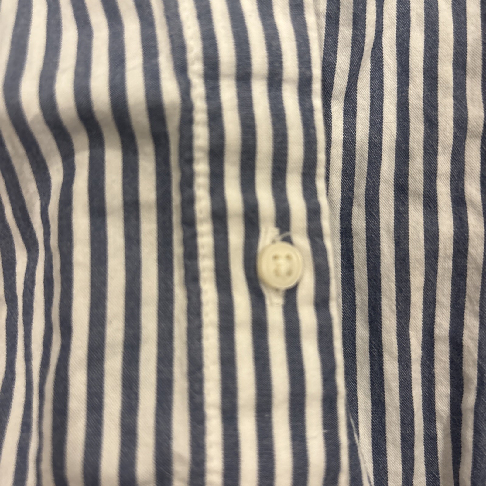 Old Navy The Boyfriend Shirt L Blue White Striped Button Down Relaxed Fit Women