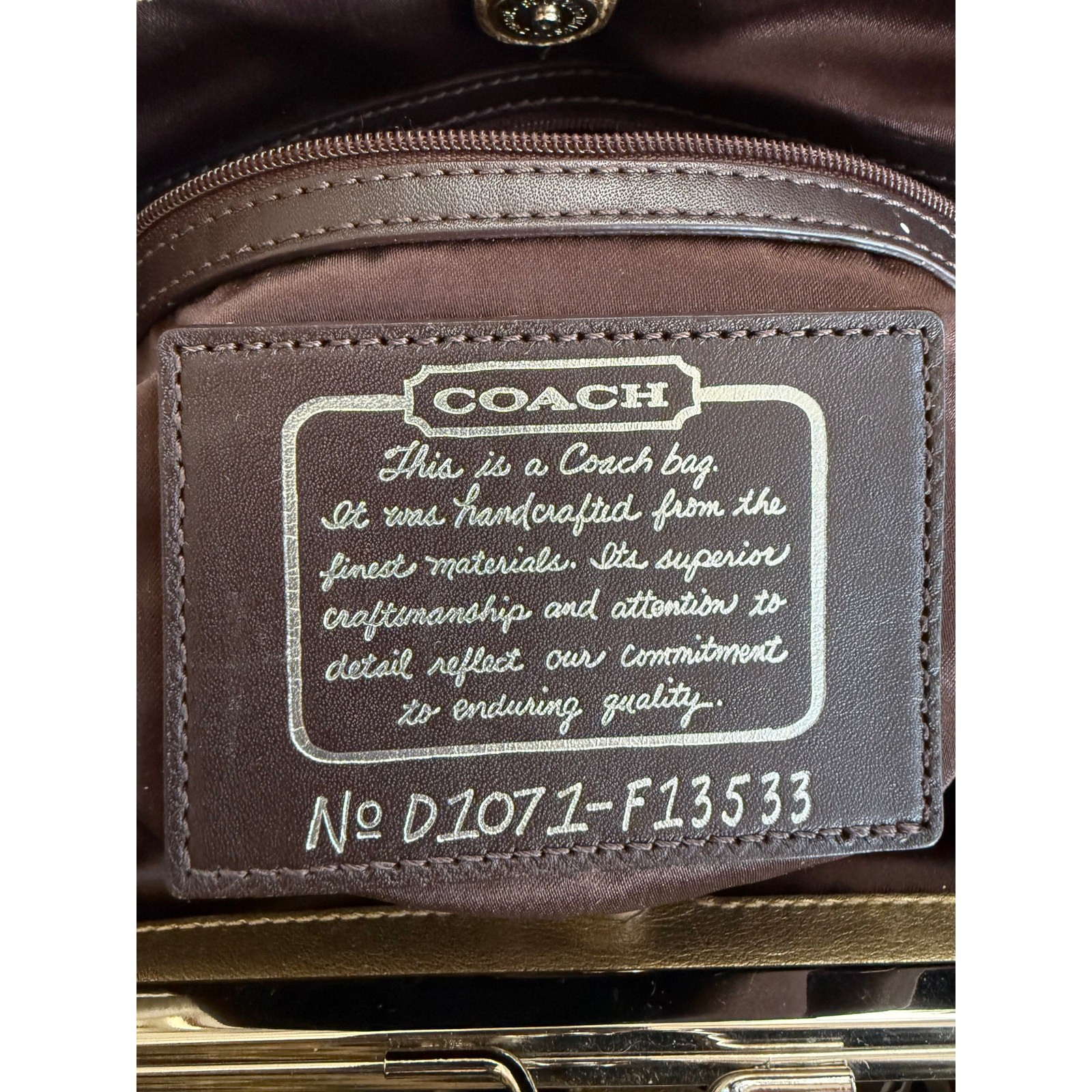 Coach Signature Stripe Framed Kisslock Tote Bag D1071-F13533