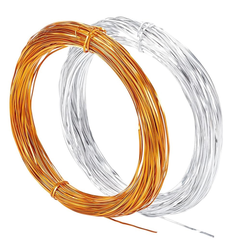 BENECREAT 131 Feet 18 Gauge Flat Aluminum 18 Gauge-0.4mm Thick, Gold Silver