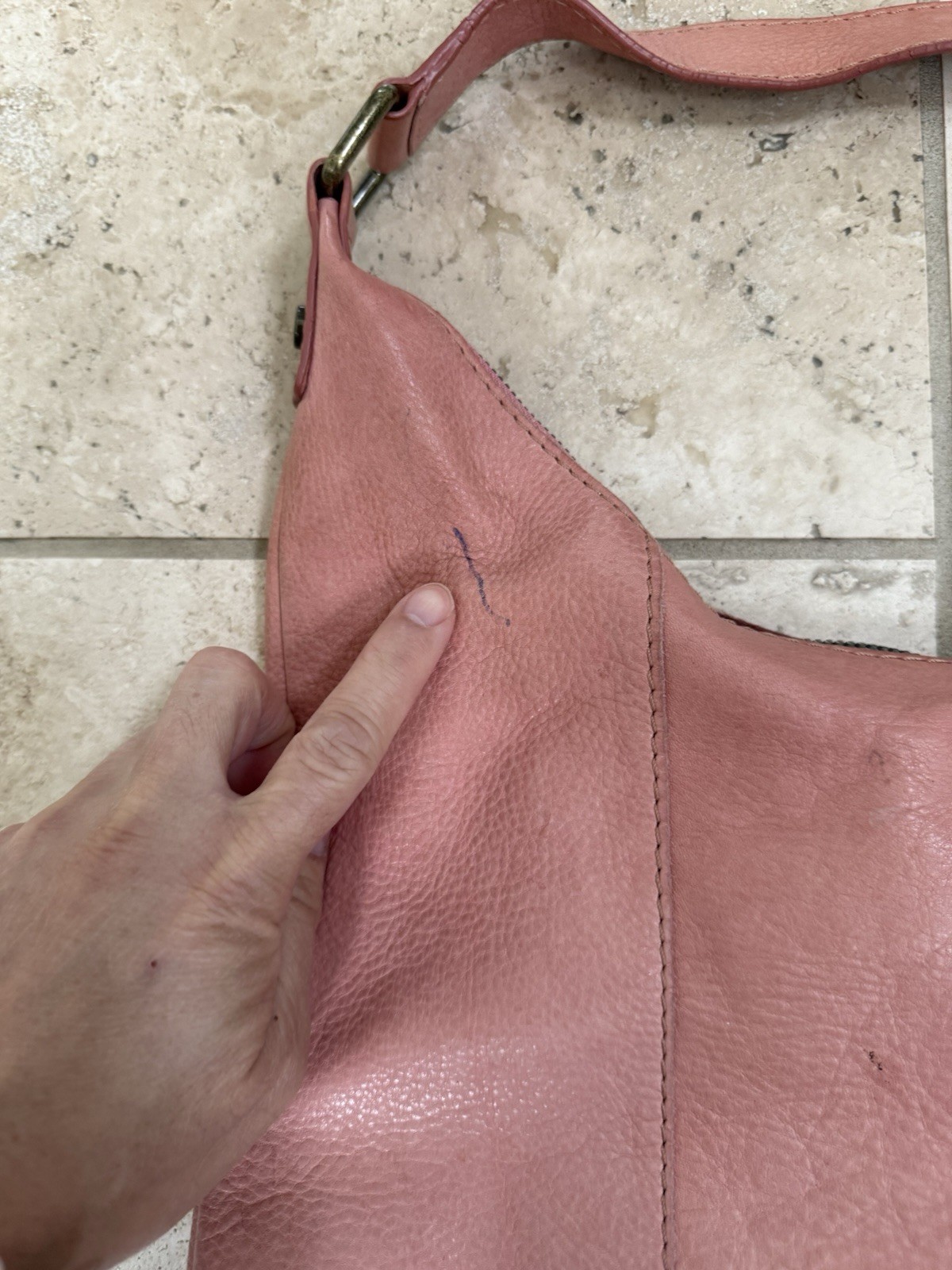 American Leather Co Shoulder Leather Handbag Pink 10×14 Vintage Good Condition