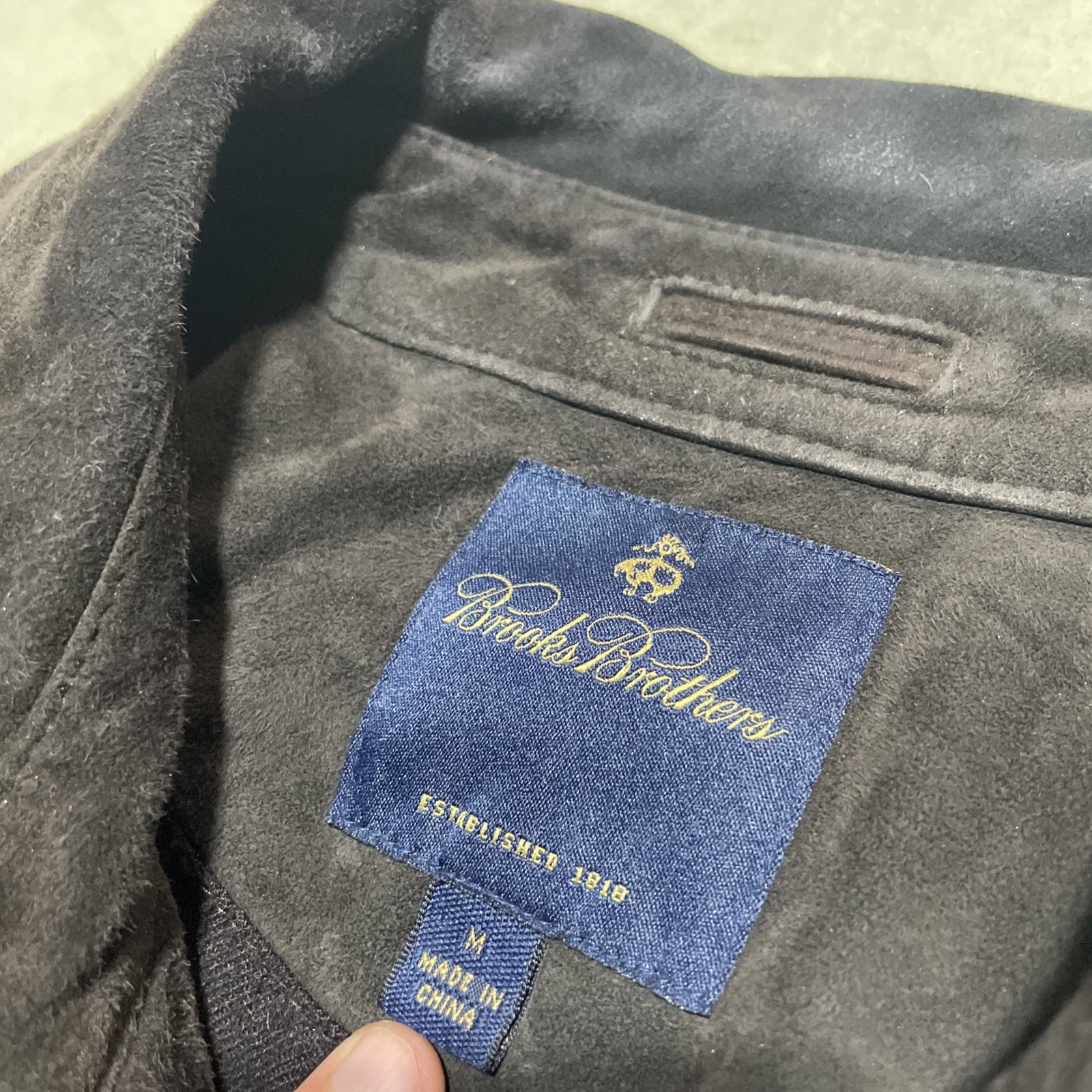 Brooks Brothers Suede Leather Jacket Men’s SZ Medium Brown Button Up Barn Coat