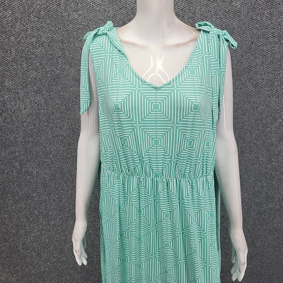 Stan Herman Womens Trendy Silky Jersey V-Neck Printed Gown Dress 1X Plus Size