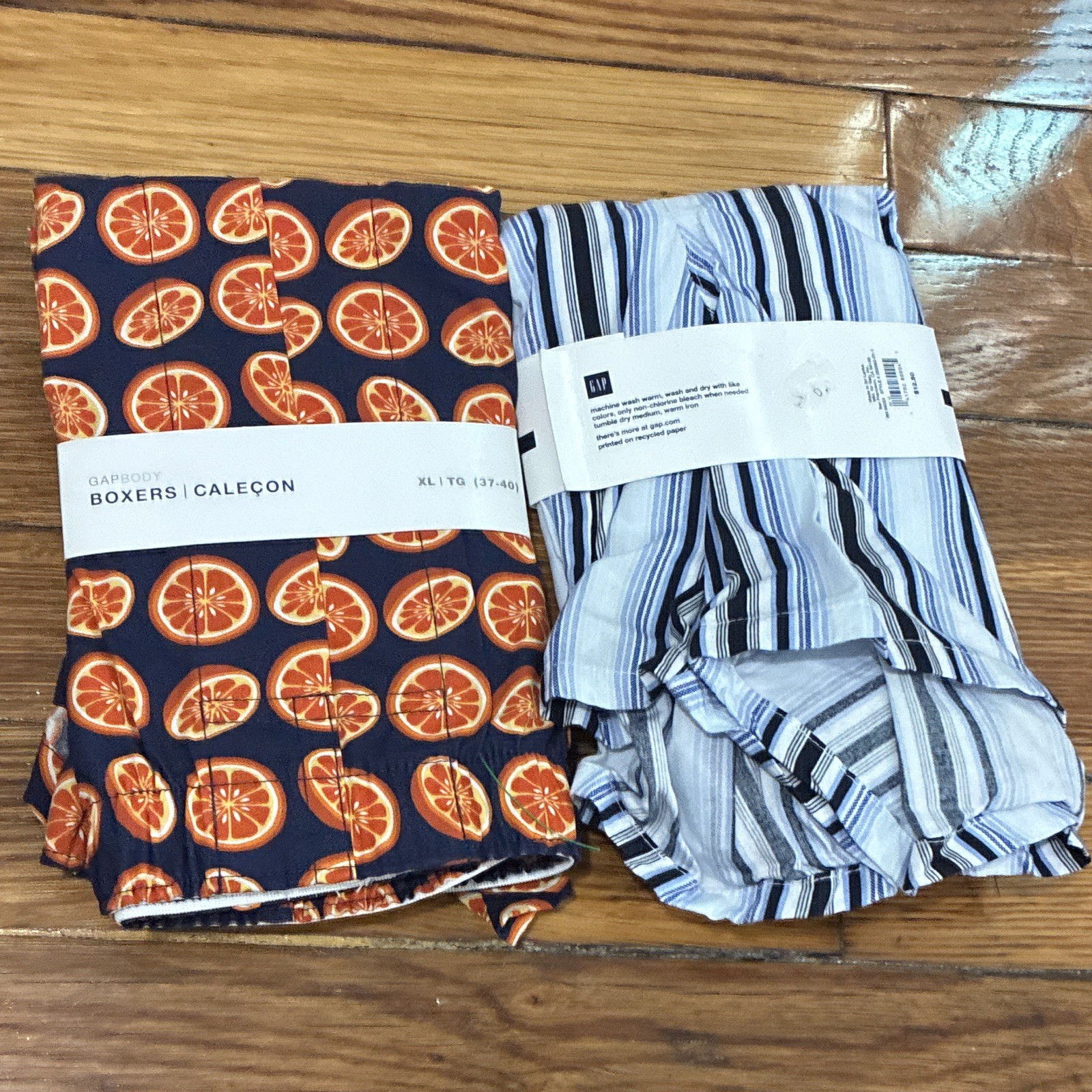 GapBody gapwear Classic Cotton Boxer Shorts XL 2-Pack Multicolor Stripe/Orange
