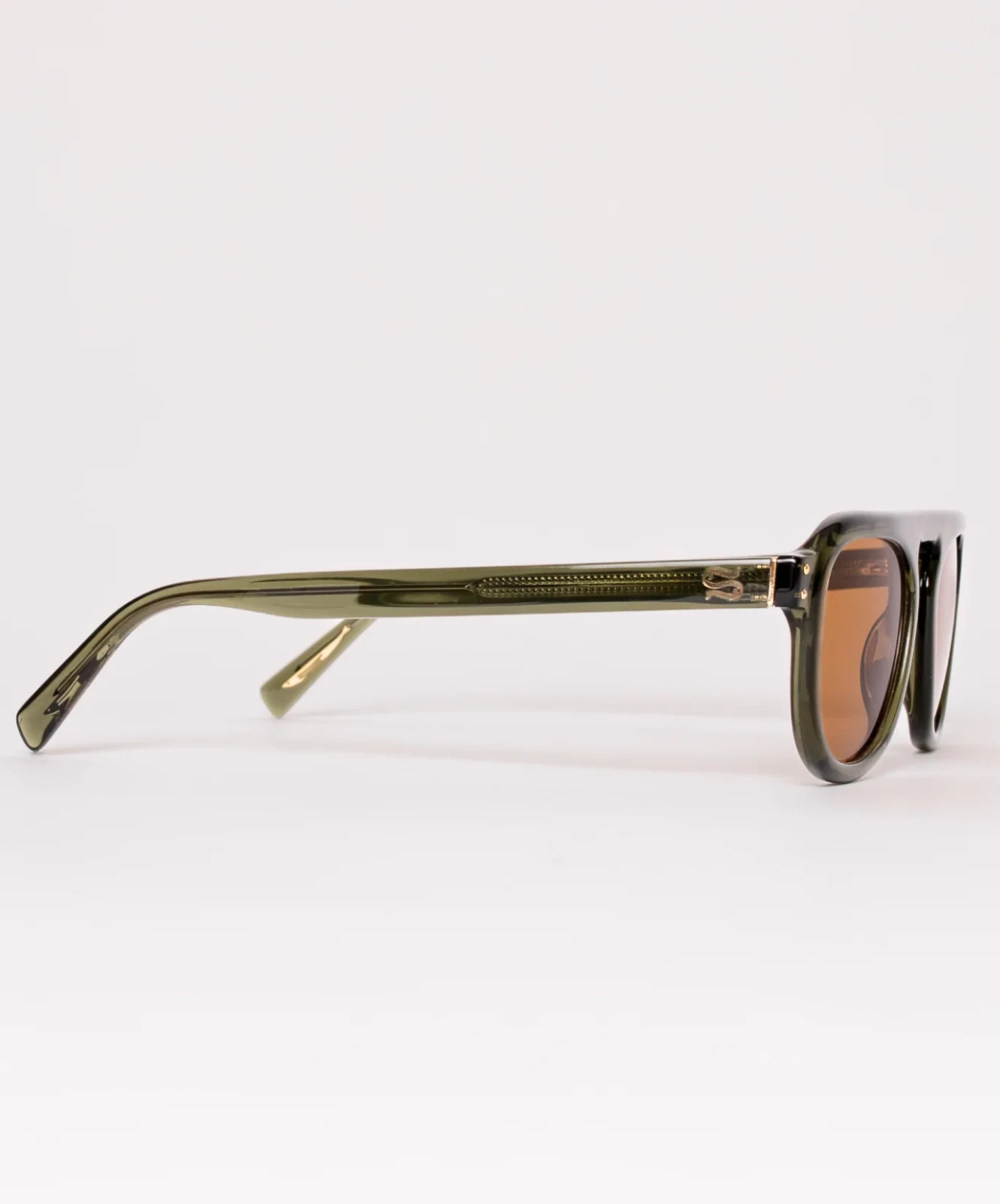 Sardine Stevie Aviator Sunglasses Amber Dip Green Acetate New Cabana Case UV