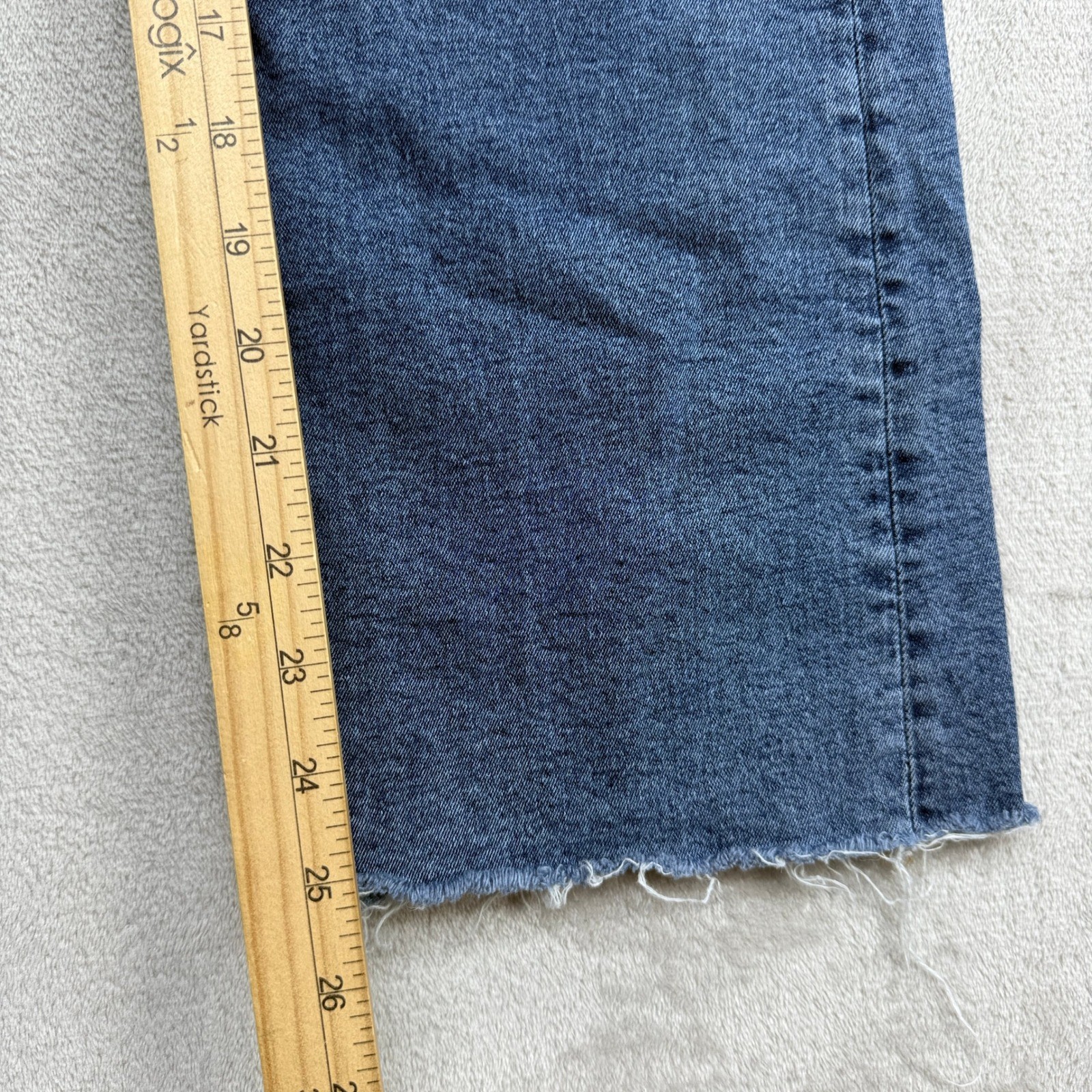Etica Wide Leg Jeans Womens 26 Blue High Rise Raw Hem Retro 70s Flare Boho Denim