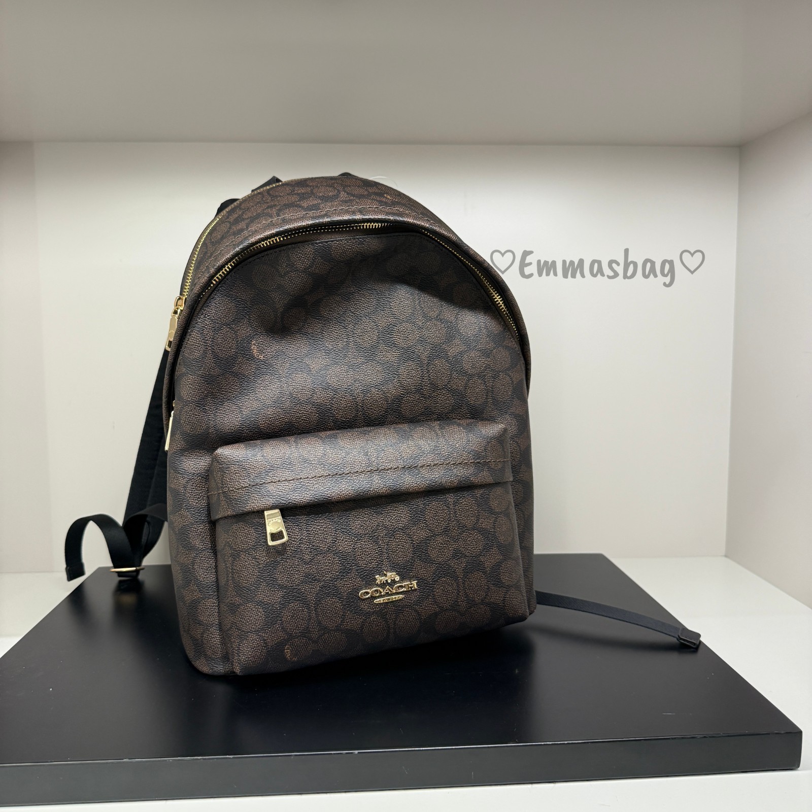 NWT Coach Taylor Small Backpack In Signature Canvas CDW76 WALNUT/BLACK
