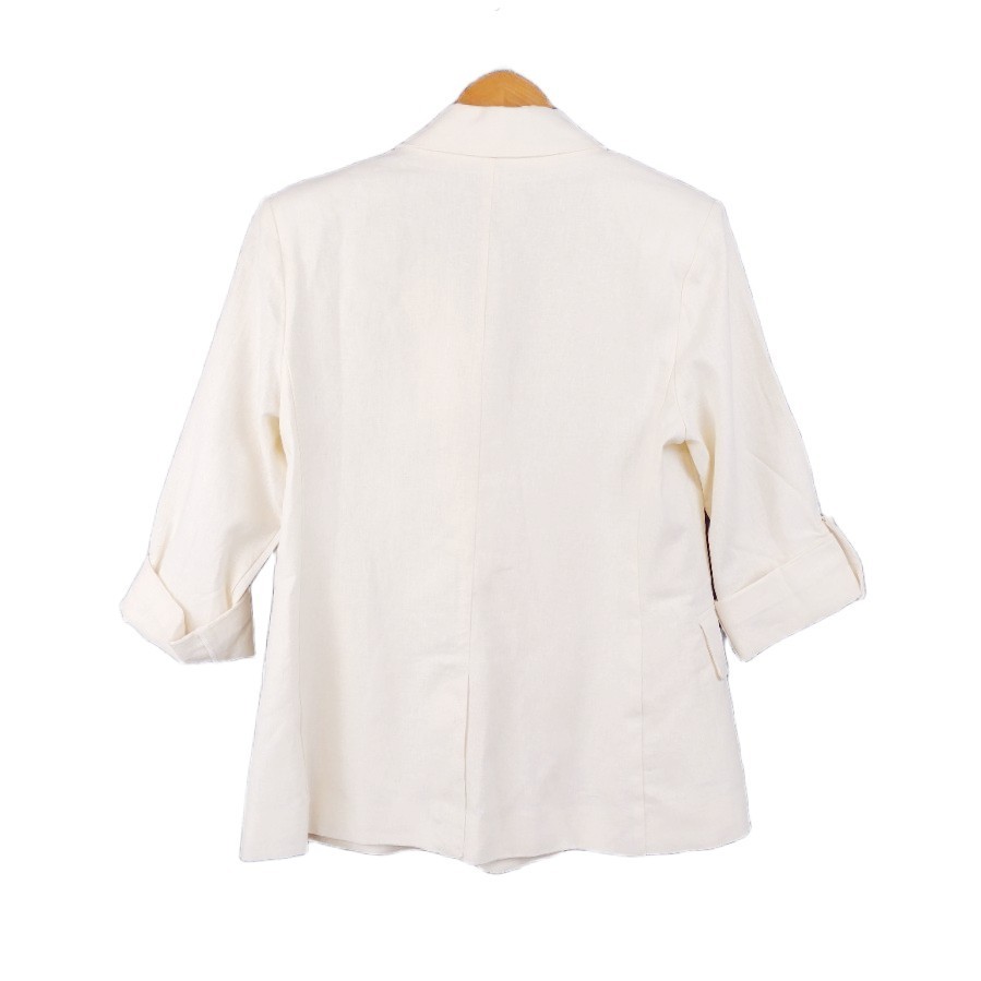 NWT Sophia Vergara Blazer Double Breasted Ivory Linen Blend Lined Womens M