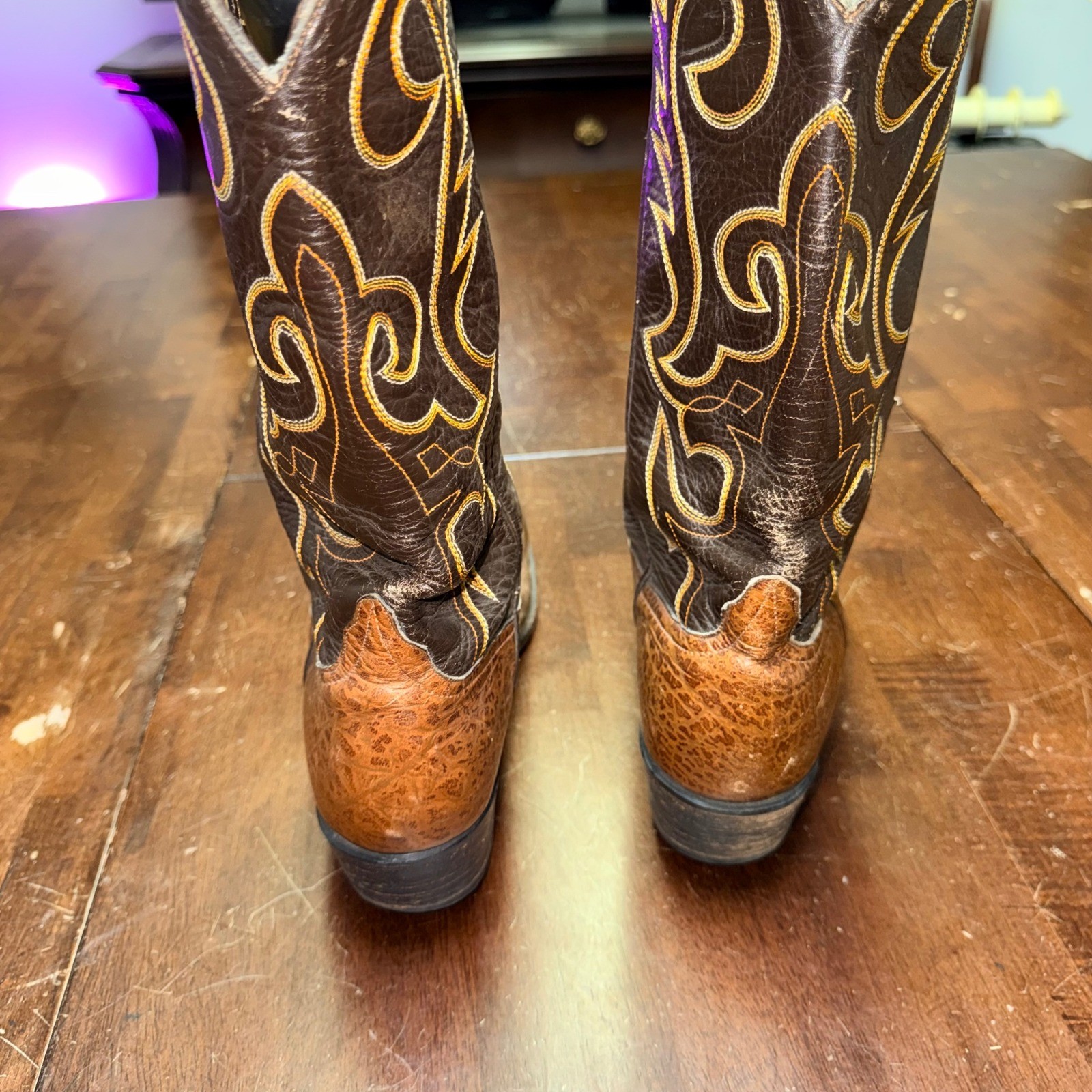 Sherplers Cowboy Boots Mens 9 D Brown Bullhide Leather Handcrafted 5135 Mexico